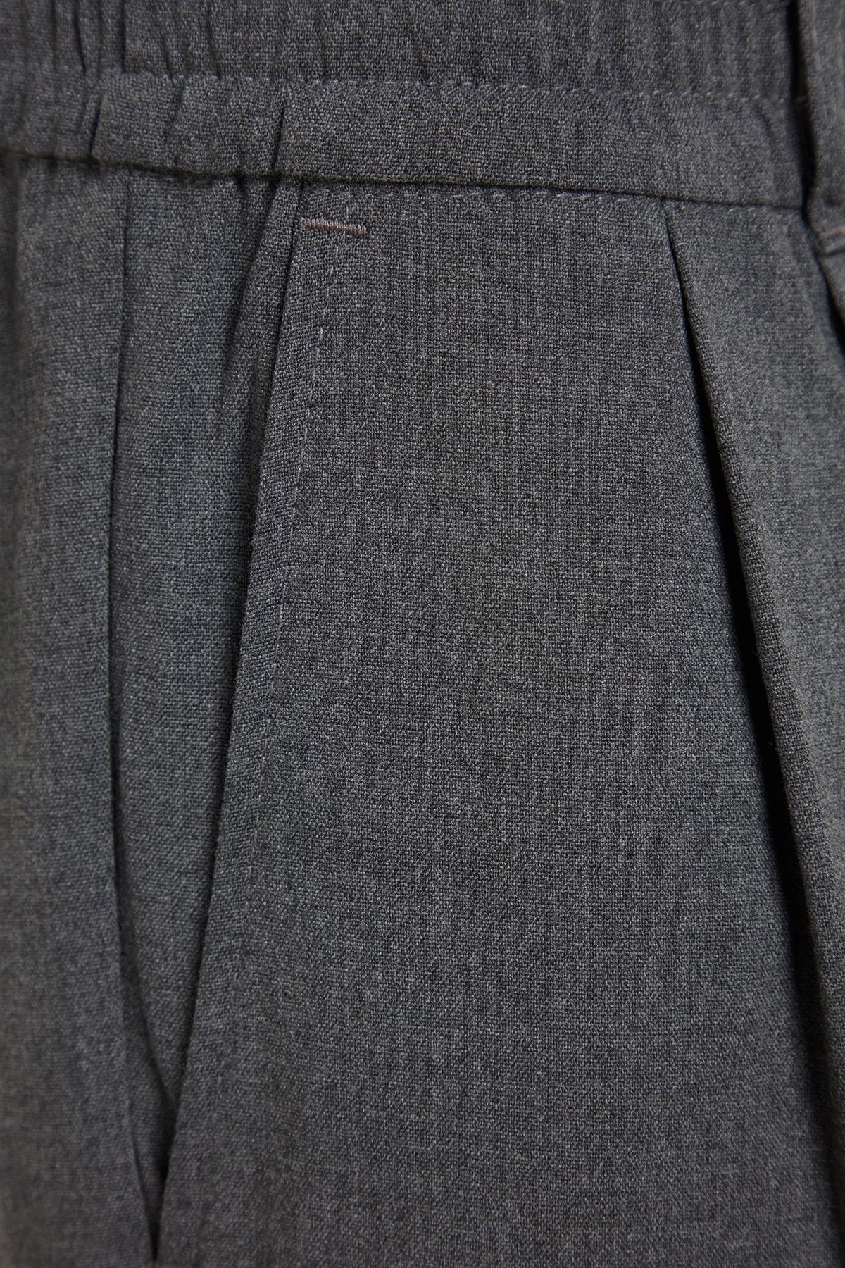 Trendyol Collection-Szare szerokie nogawki, materiałowe spodnie Baggy Tmnss23Pl00039 6