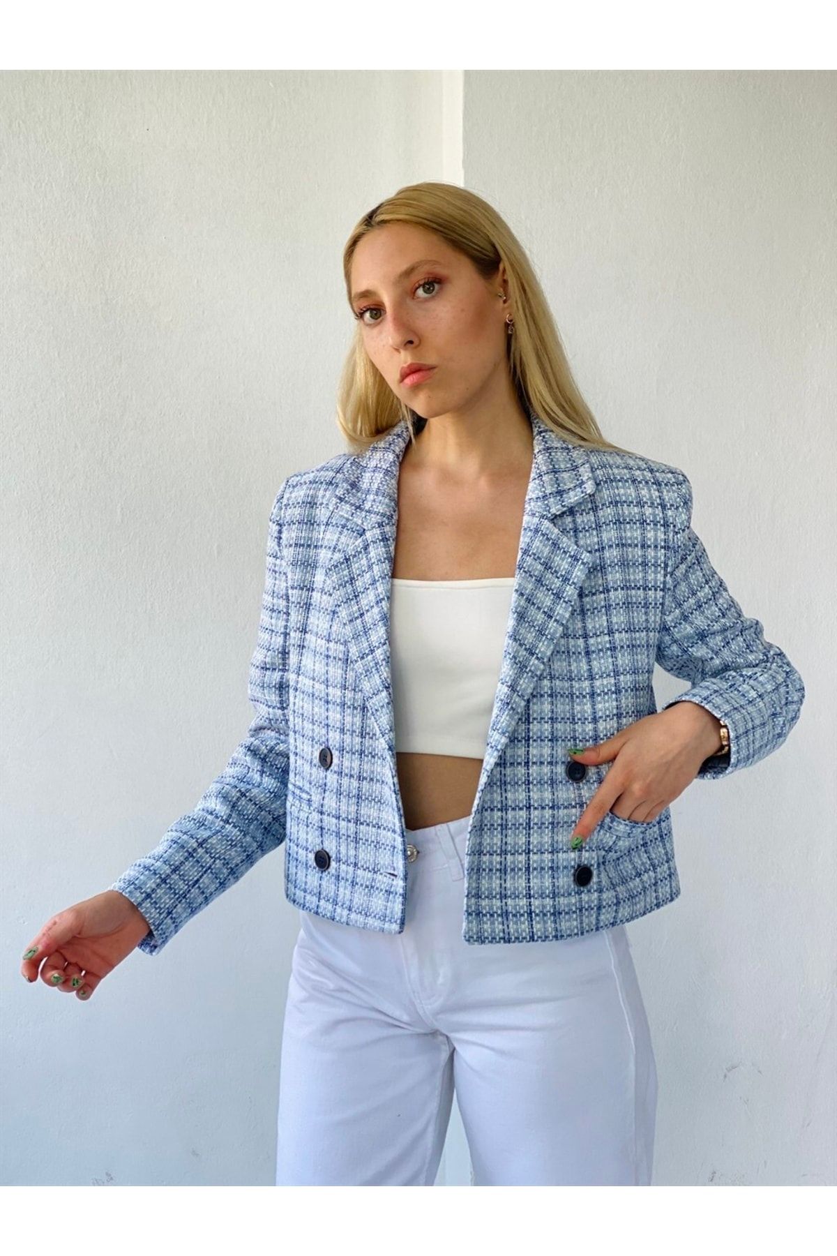 Blue short jacket hotsell womens