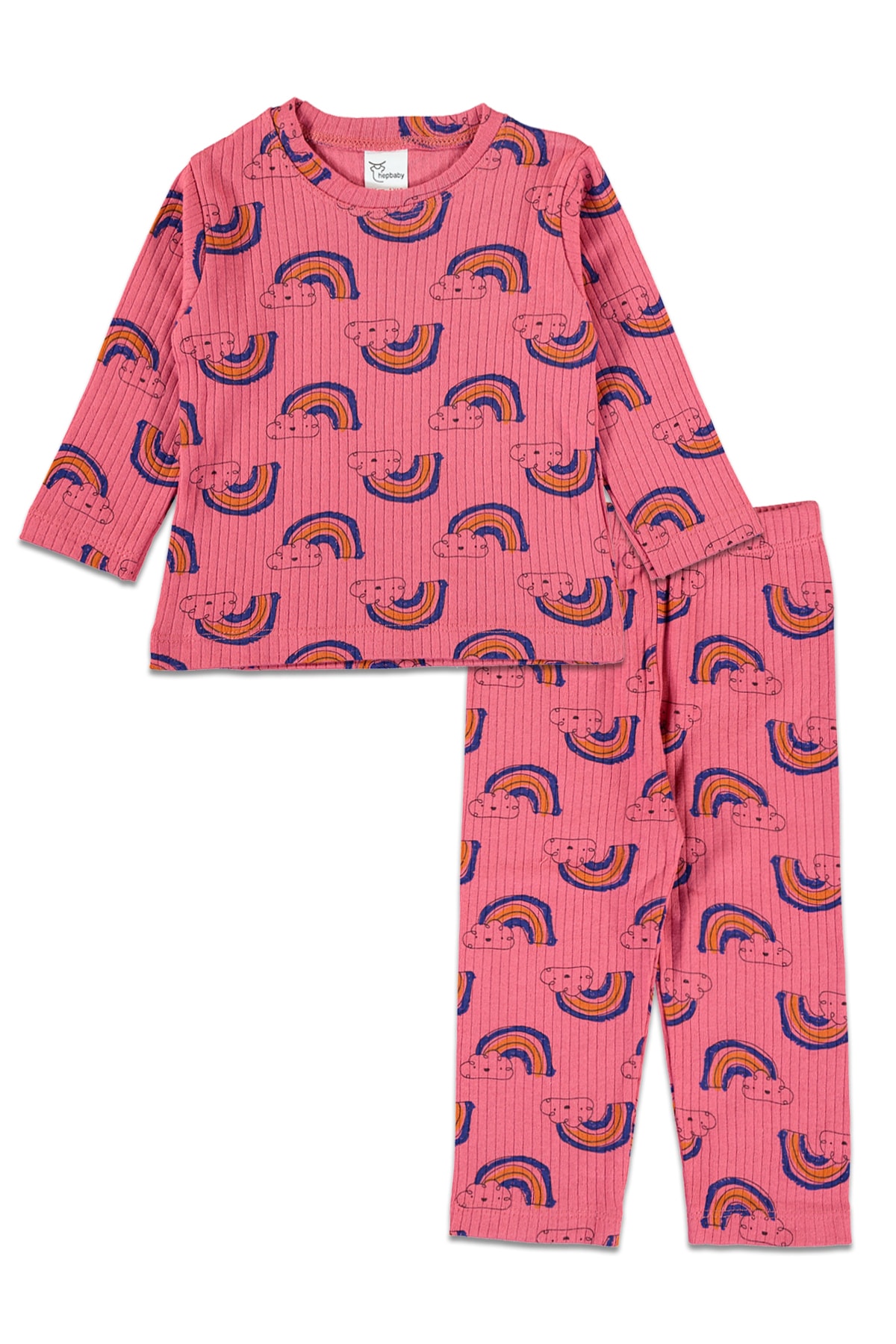 hepbaby Kırmızı %100 Pamuklu Fitilli Pijama Takımı Hb23120