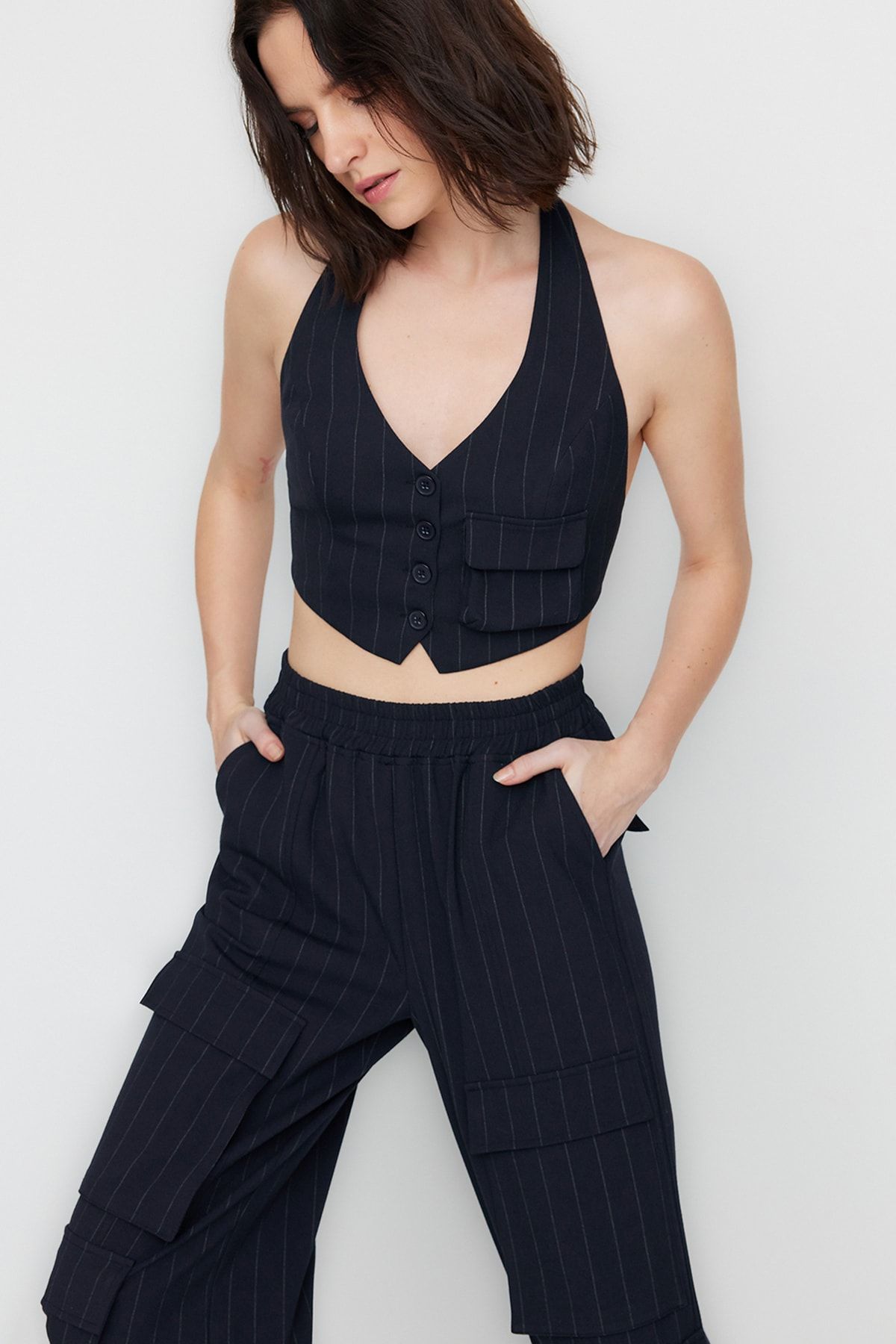 Trendyol Collection Weste Dunkelblau Basic