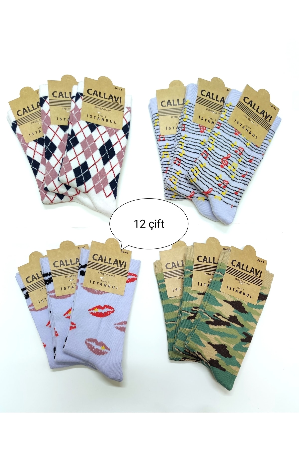 CALLAVI Soket Pamuklu Çorap 12 Çift