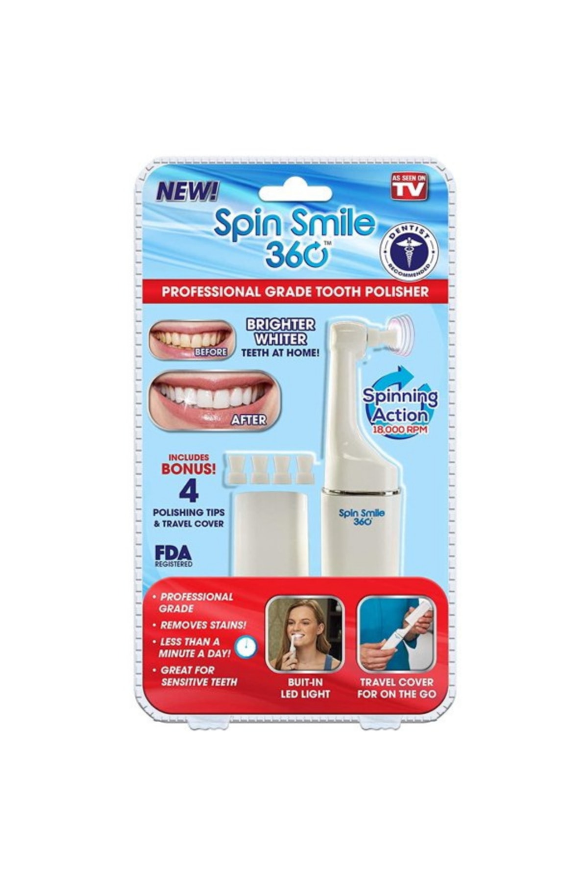 SpinSmile360 Spin Smile 360 Diş Beyazlatıcı Otomatik Diş Bakım Seti