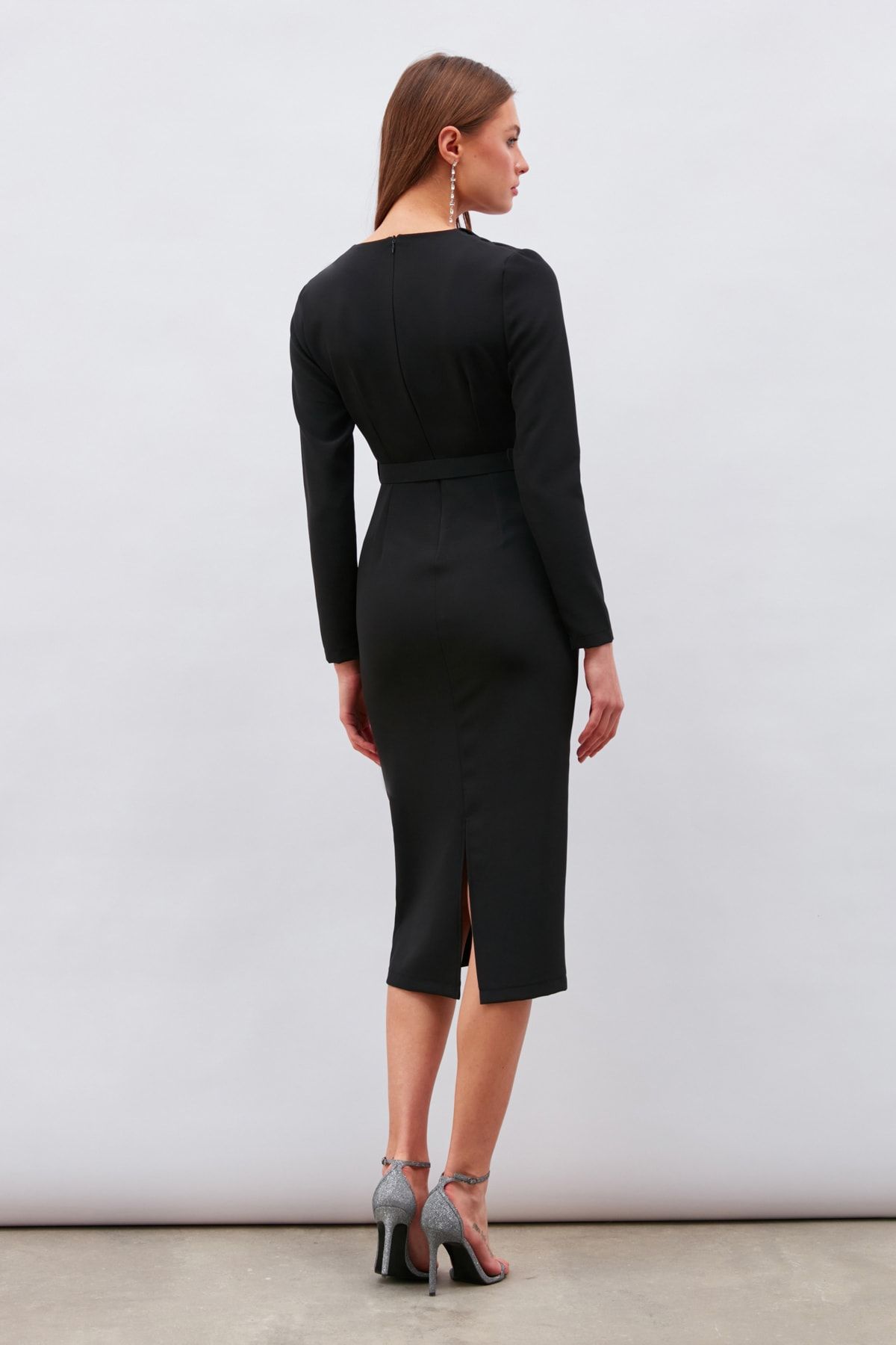 Black belted outlet pencil dress