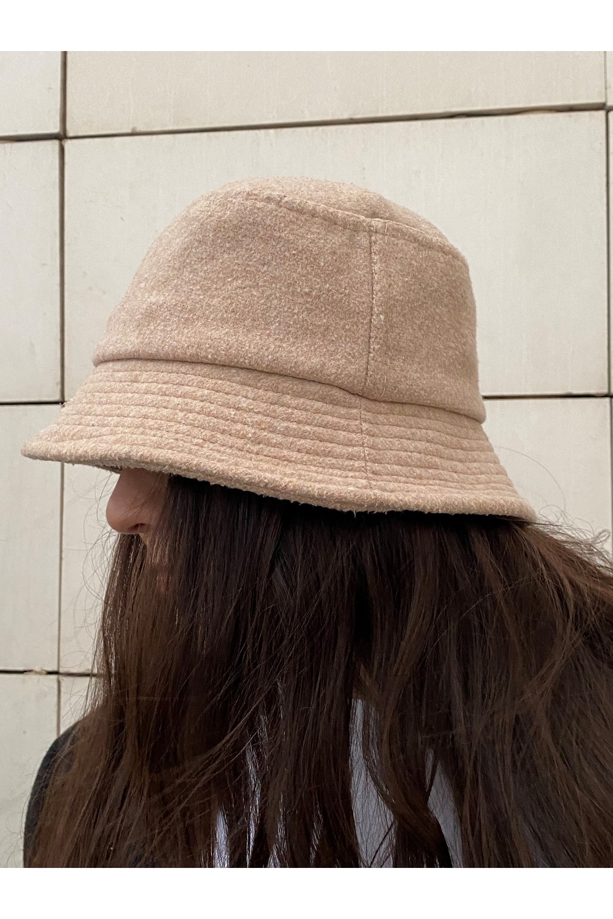 Krasiv Desing Bej Bucket Kaşe Kadın Genç Şapka