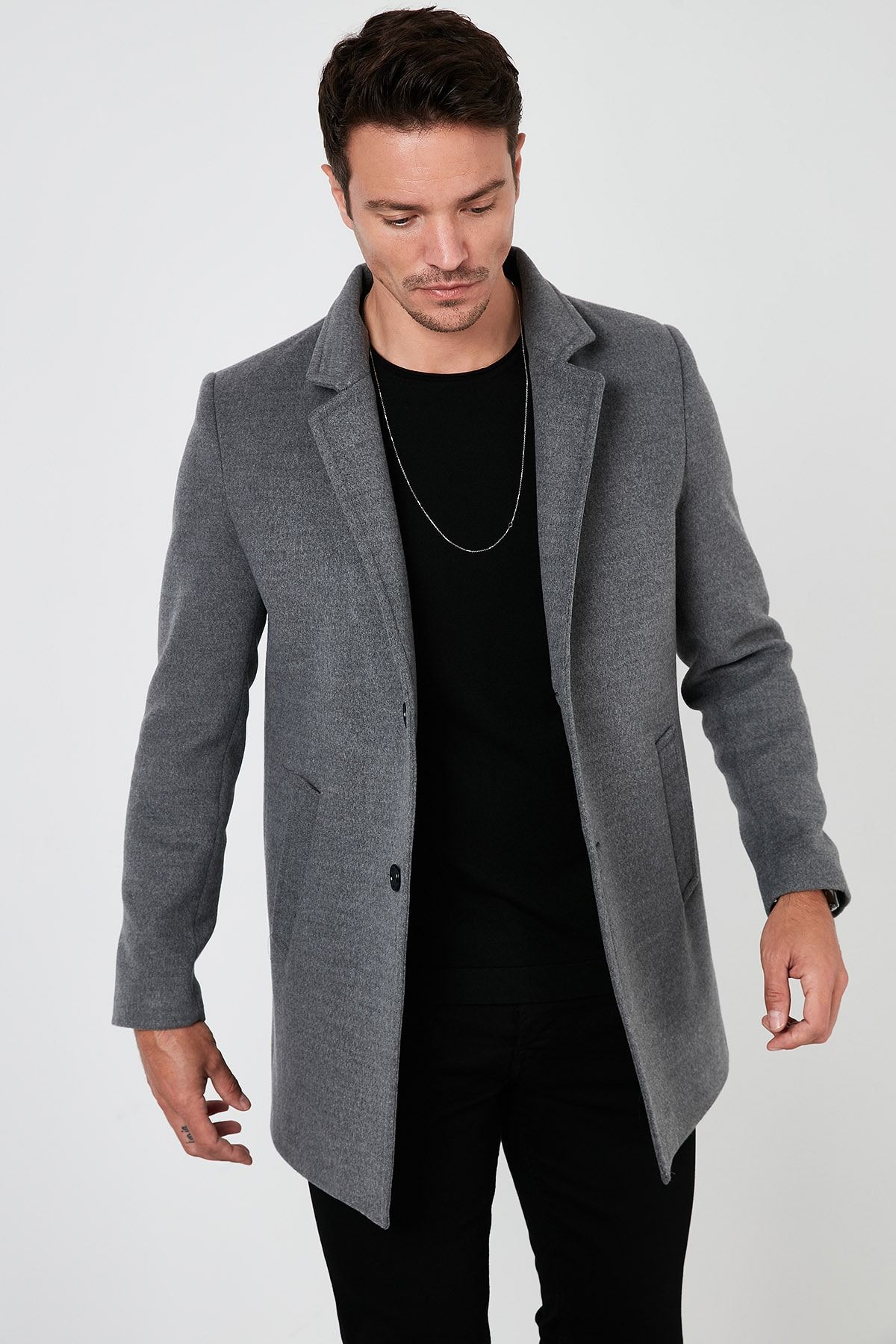 Only & sons shop stand collar wool overcoat
