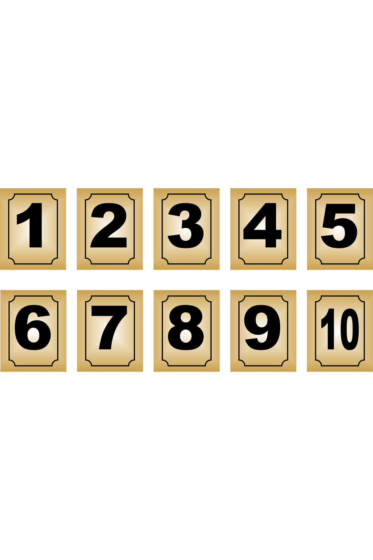 Aluminum Shiny Metal Door Table Cabinet Number Plate 3.5*3.5cm Gold Color 10 Pieces (1…10)