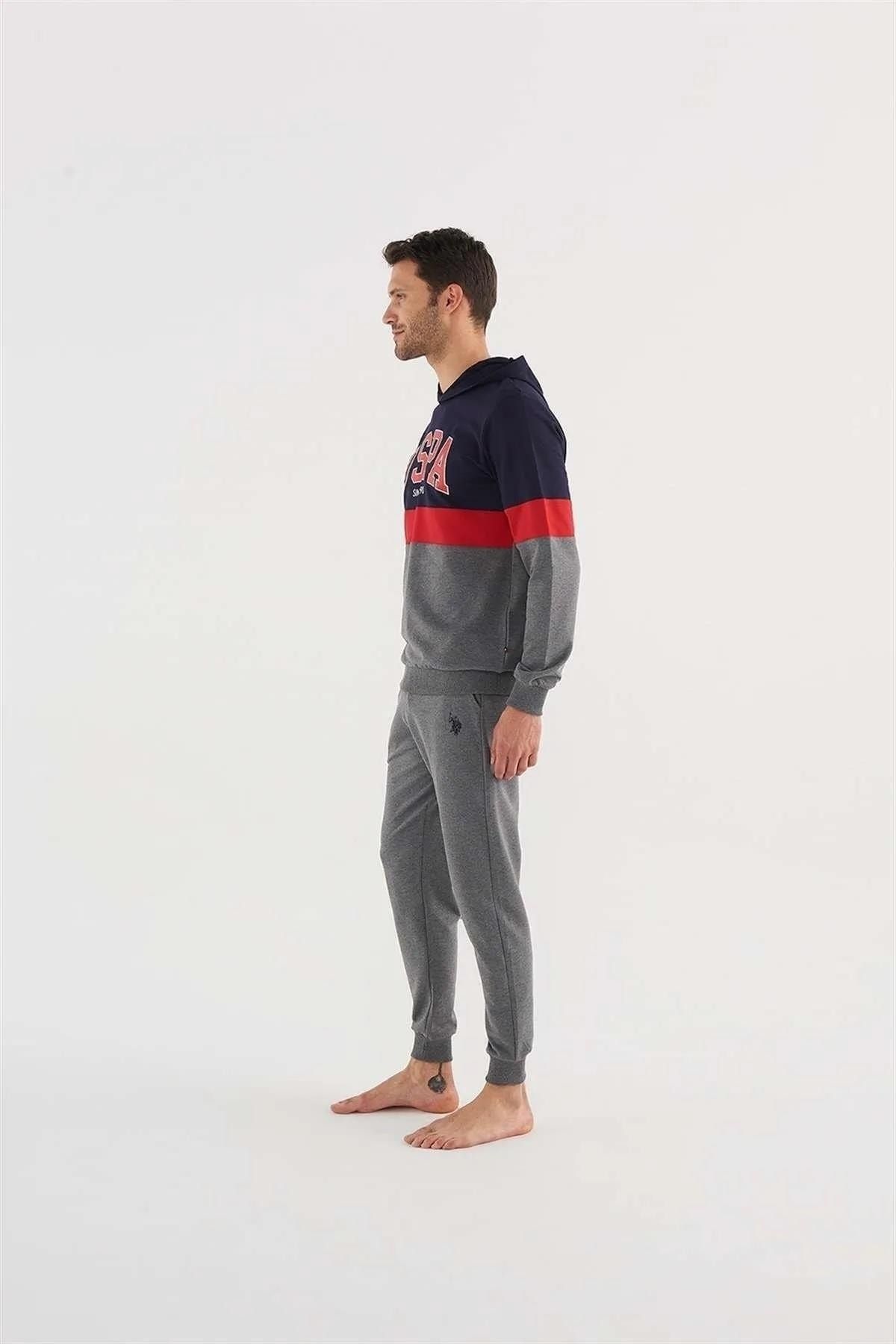ست پیژامه آبی مردانه پایه. لباس خواب آستین بلند Polo Us18602 s U.S. Polo Assn.