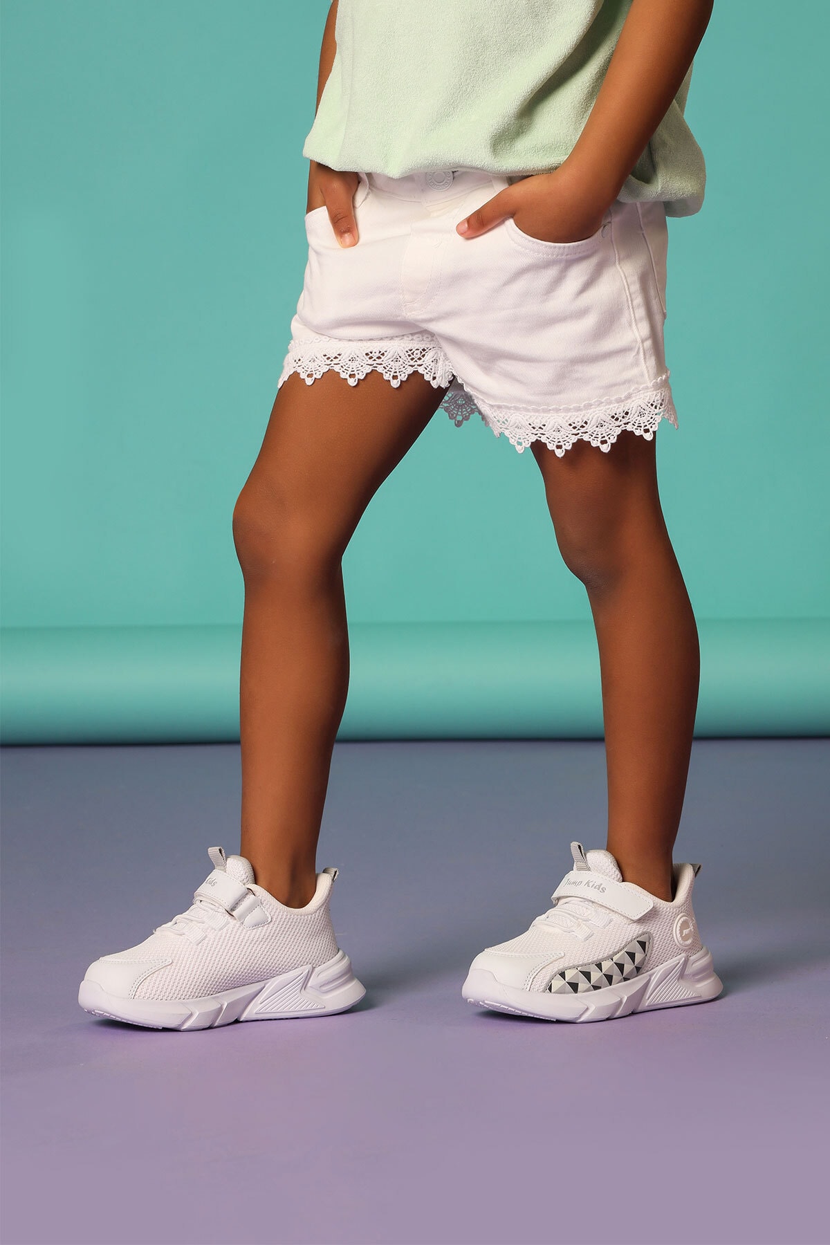 Jump 27218 Beyaz - Açık Gri Uniseks Çocuk Yazlık Günlük Rahat Yürüyüş Sneaker Spor Ayakkabı