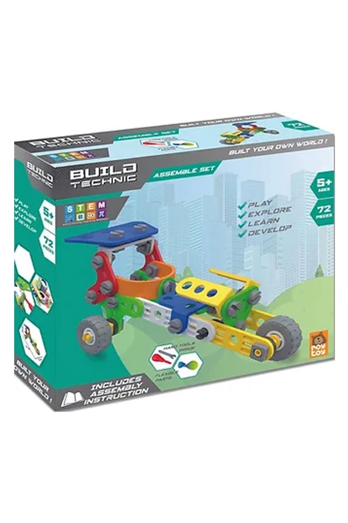 Sole-Build Technic Set, 72 Pieces Plug-Down Buggy Car Block Build Set 3