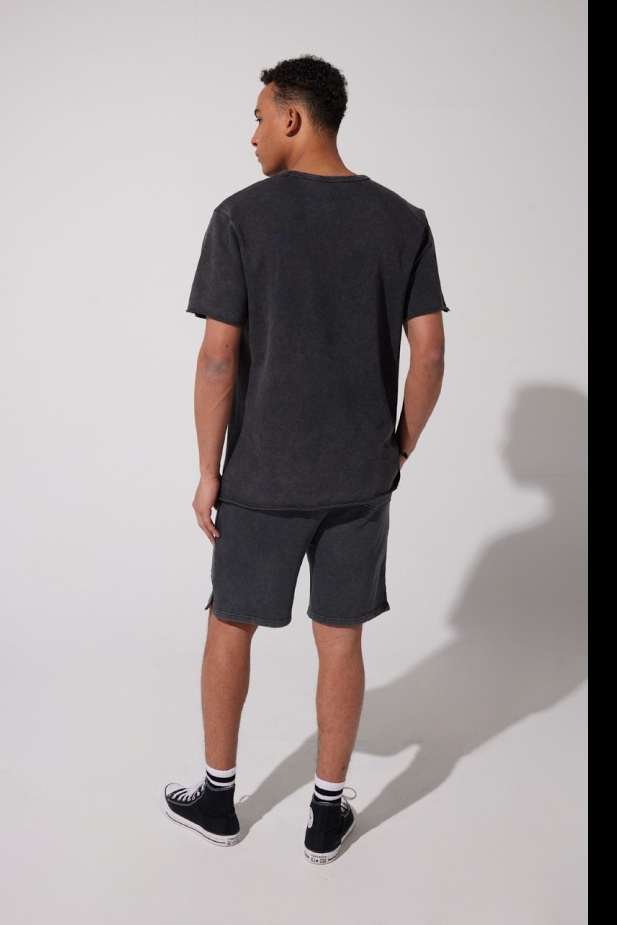 تی شرت خاکستری مردانه برش گاه به شل 100 ٪ دوچرخه پنبه ای yaka anthracite t shirt Lee