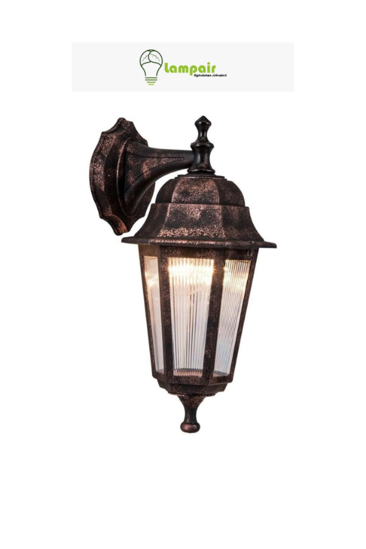 Lampair Aydınlatma Sistemleri Altıgen Bakır Ters Duvar Aplik Bahçe Balkon Dekoratif Dış Mekan Aydınlatması