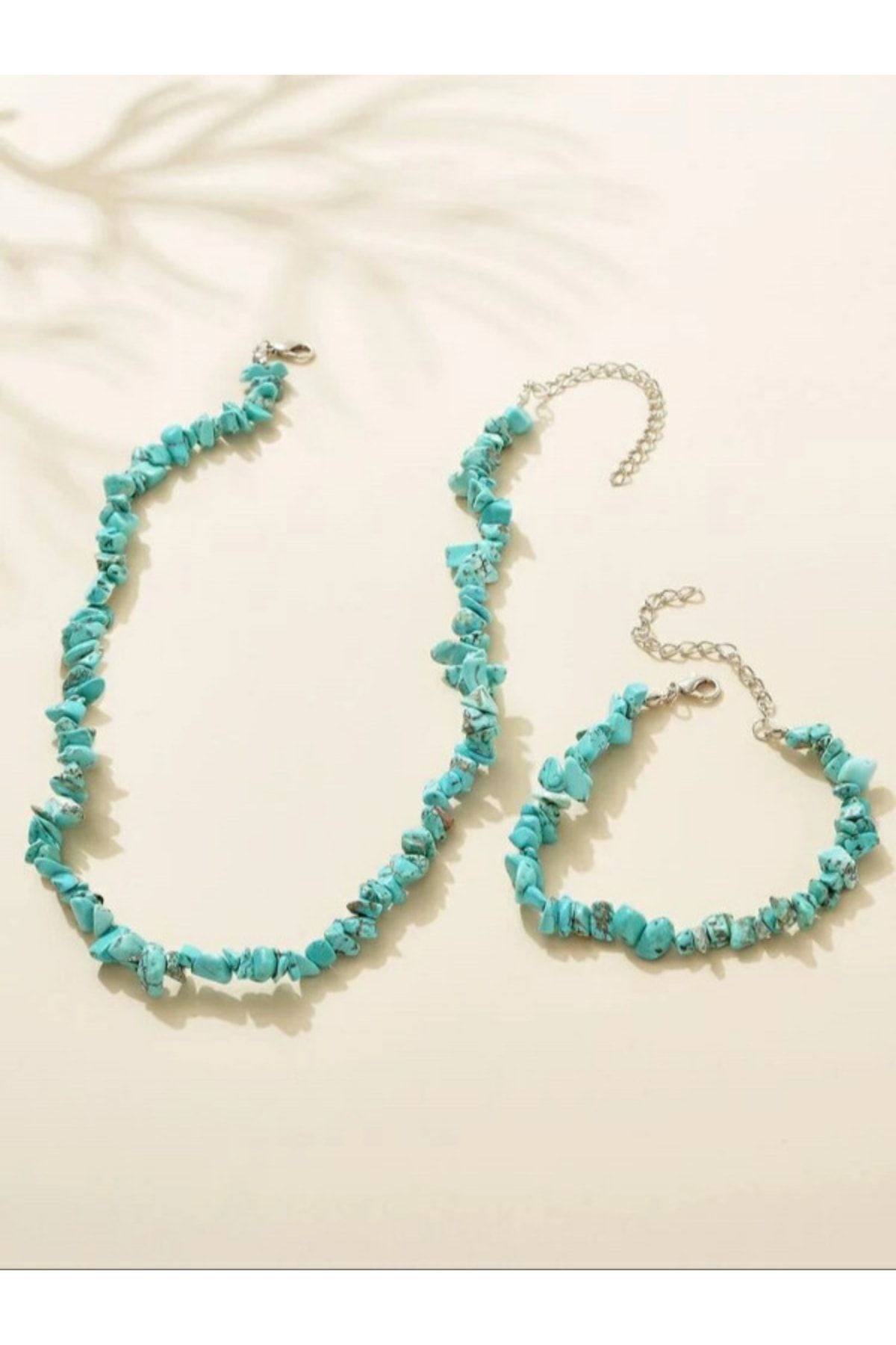 Turquoise necklace on sale and bracelet set