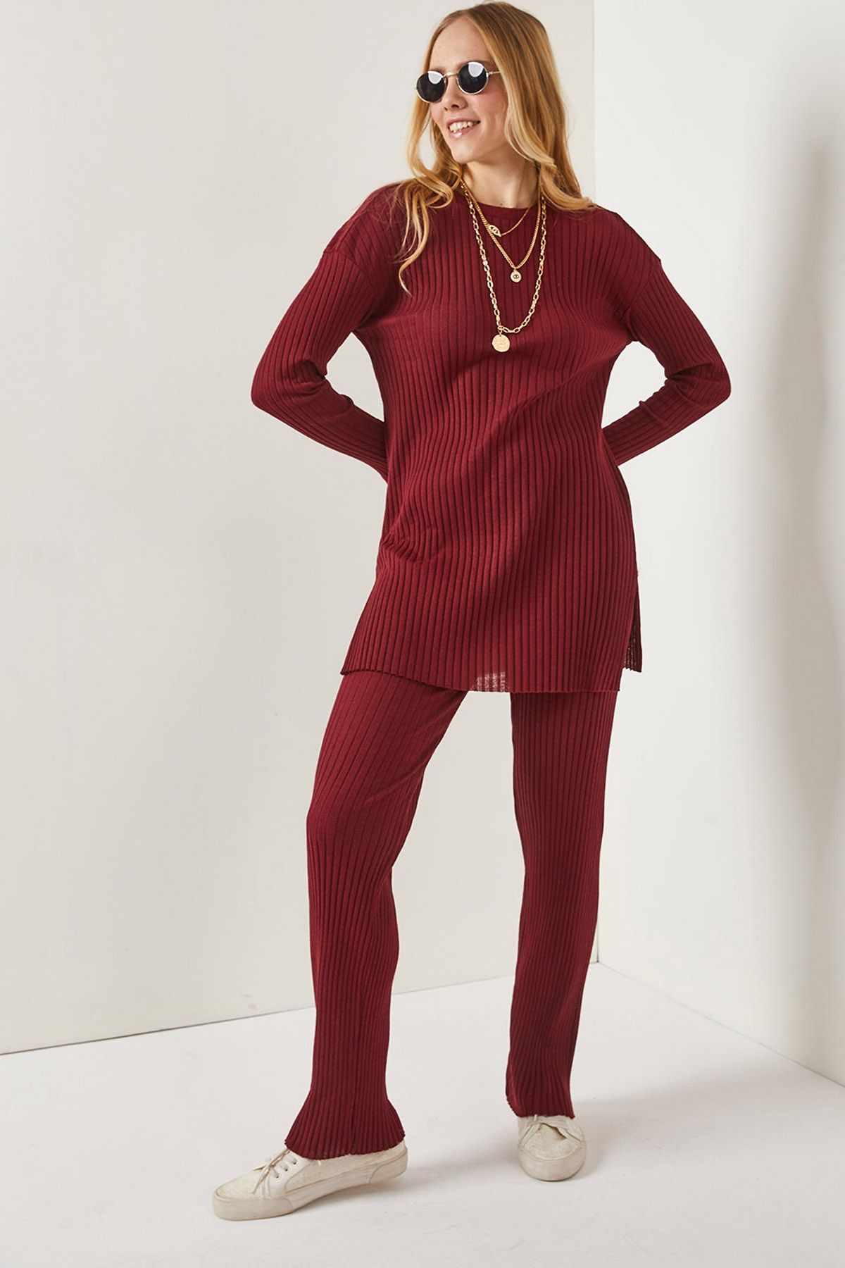 Olalook Two-Piece Set - Burgundy - Relaxed fit - Trendyol