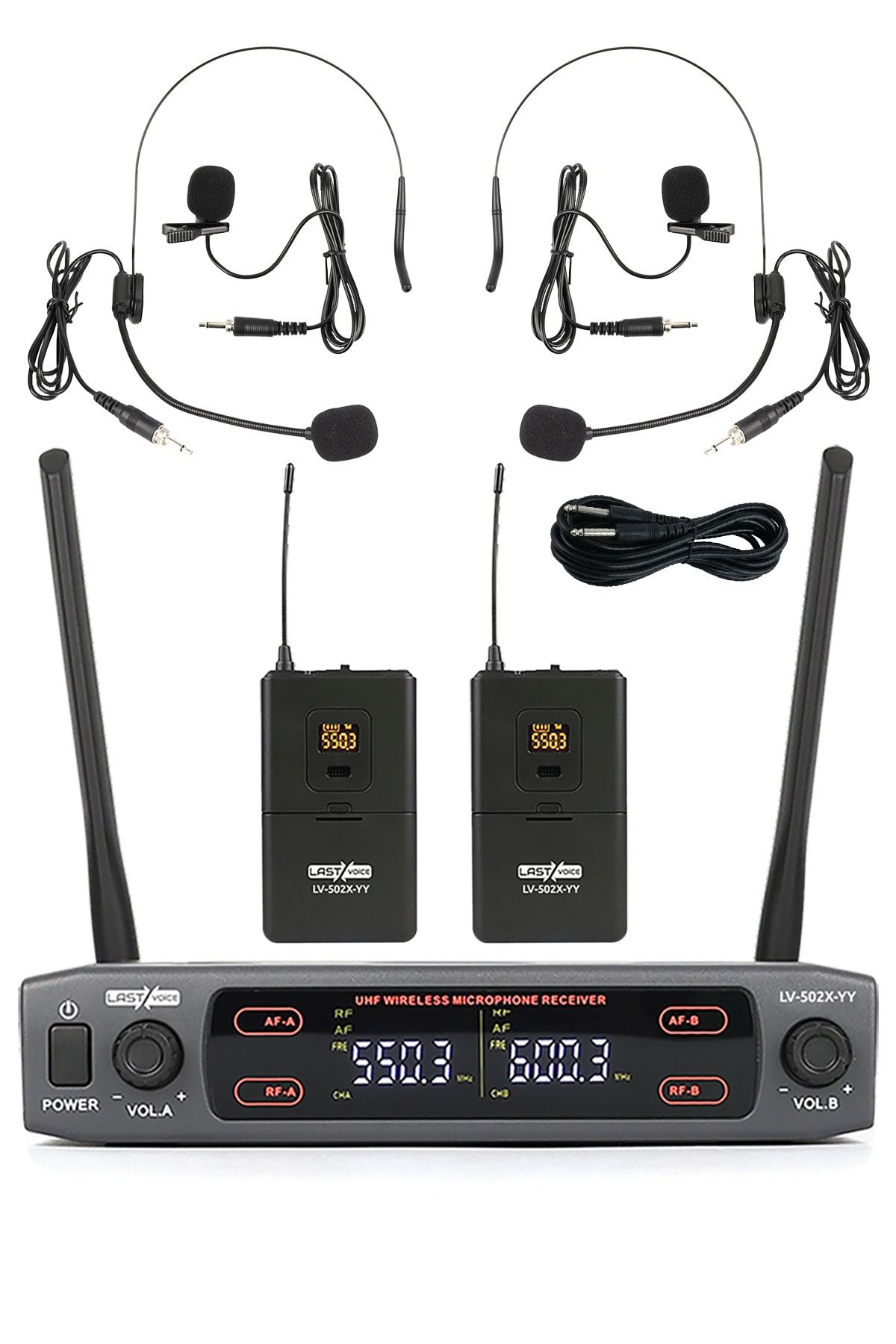 Lv-502h Uhf Dijital 2x30 Kanal Çiftli Yaka Kafa Telsiz Kablosuz Mikrofon