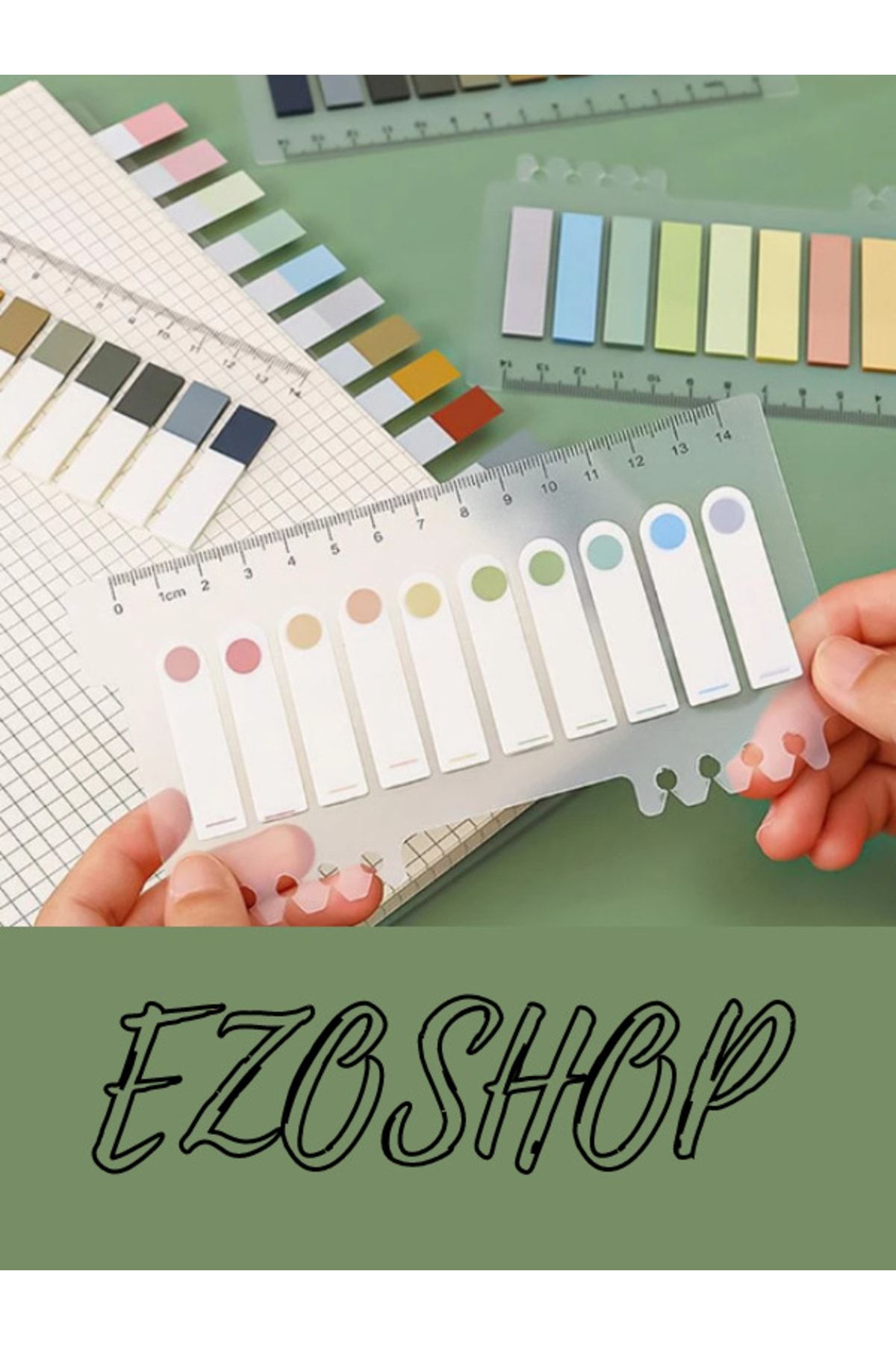 EZOSHOP-Post-it Sticky Notes Transparent Color Sticky Note Bookmark Label Bookmarks 200 Sheets Autumn 7