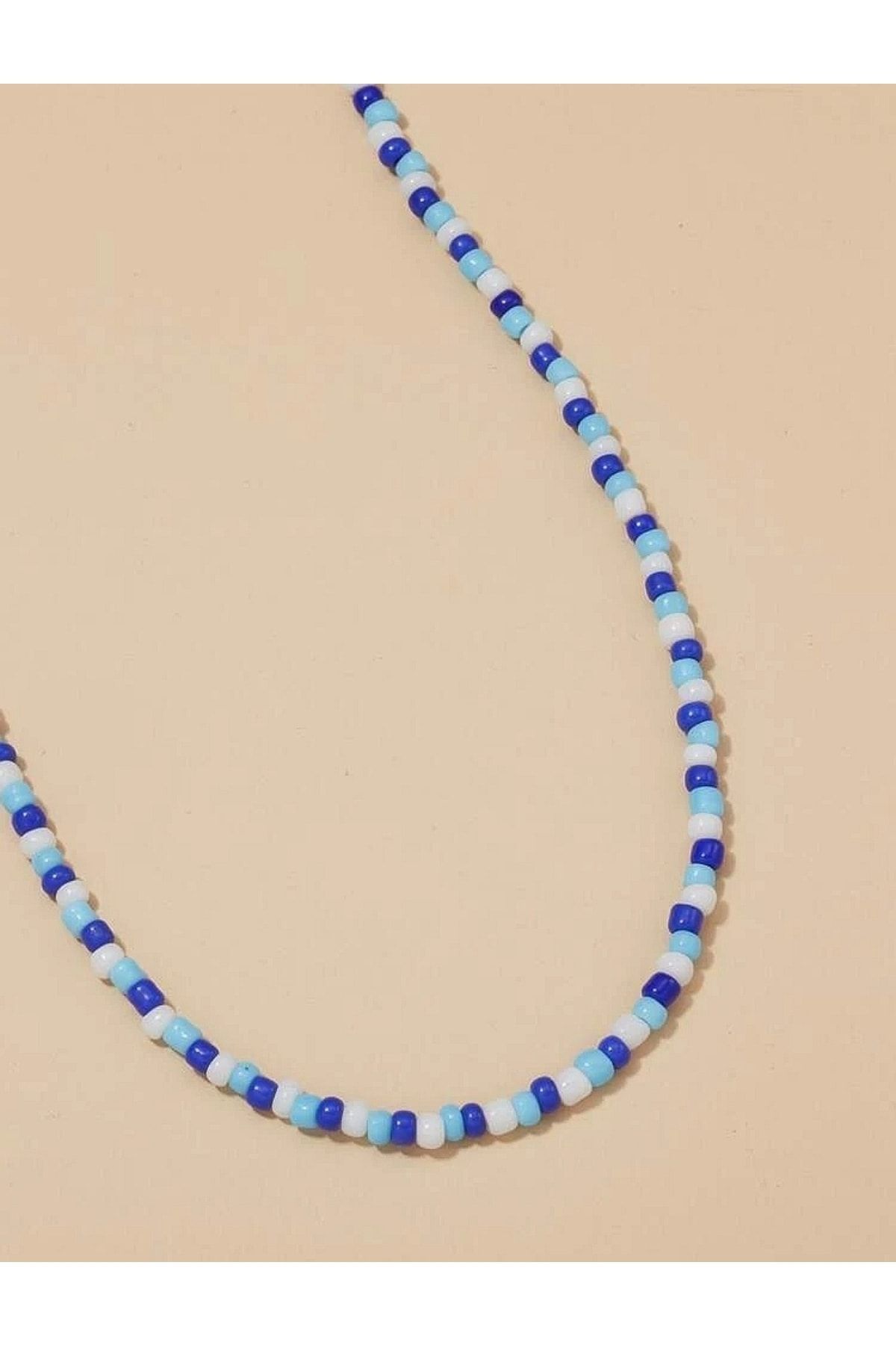 Roe tak aksesuar White Blue Navy Blue Miyuki Sand Bead Necklace