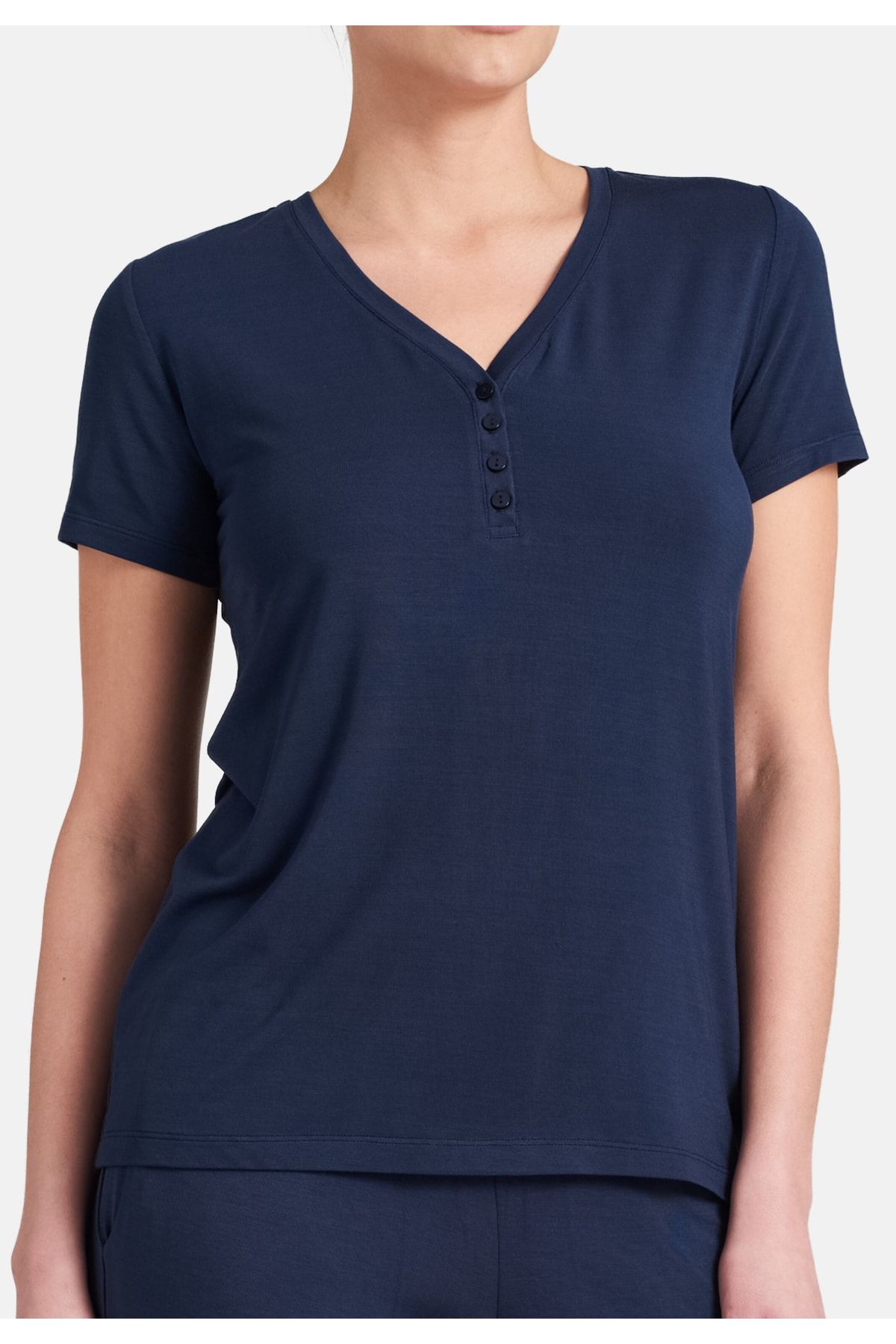 Schiesser Pyjamaoberteil Blau Unifarben