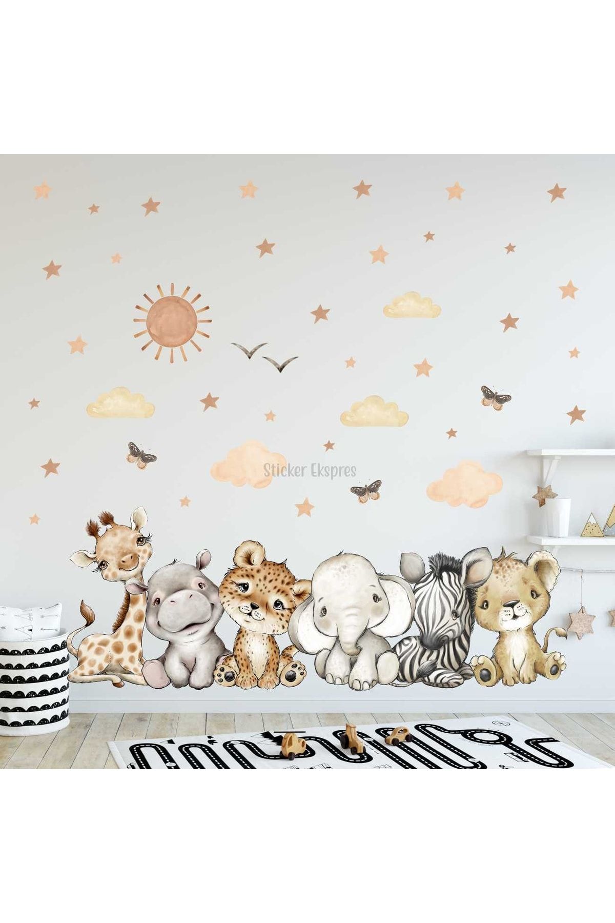 Safari Wall Stickers, BOHO Animals Decals, Childrens Wall Stickers