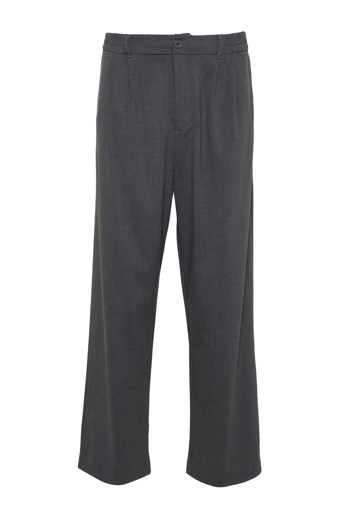 Trendyol Collection-Szare szerokie nogawki, materiałowe spodnie Baggy Tmnss23Pl00039 7