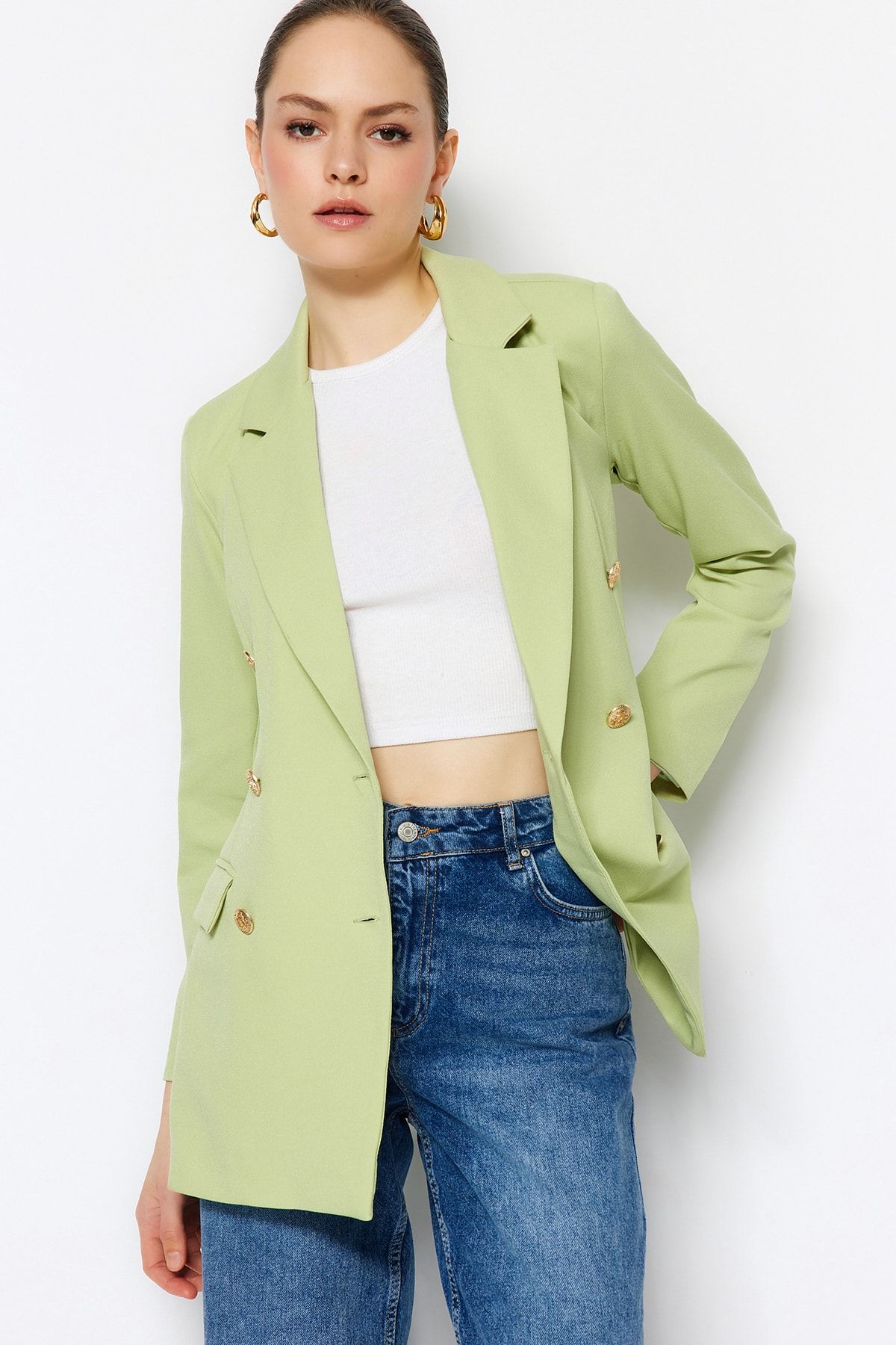 Khaki discount boyfriend blazer