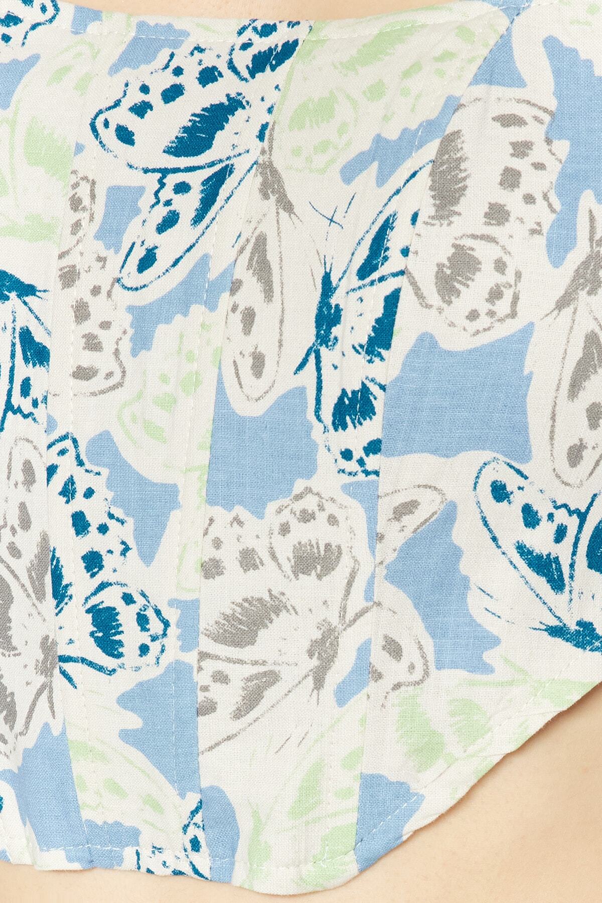 Trendyol Collection-Mehrfarbige, gewebte Bluse mit Korsettträgern und Blumenmuster TWOSS23BZ00772 5