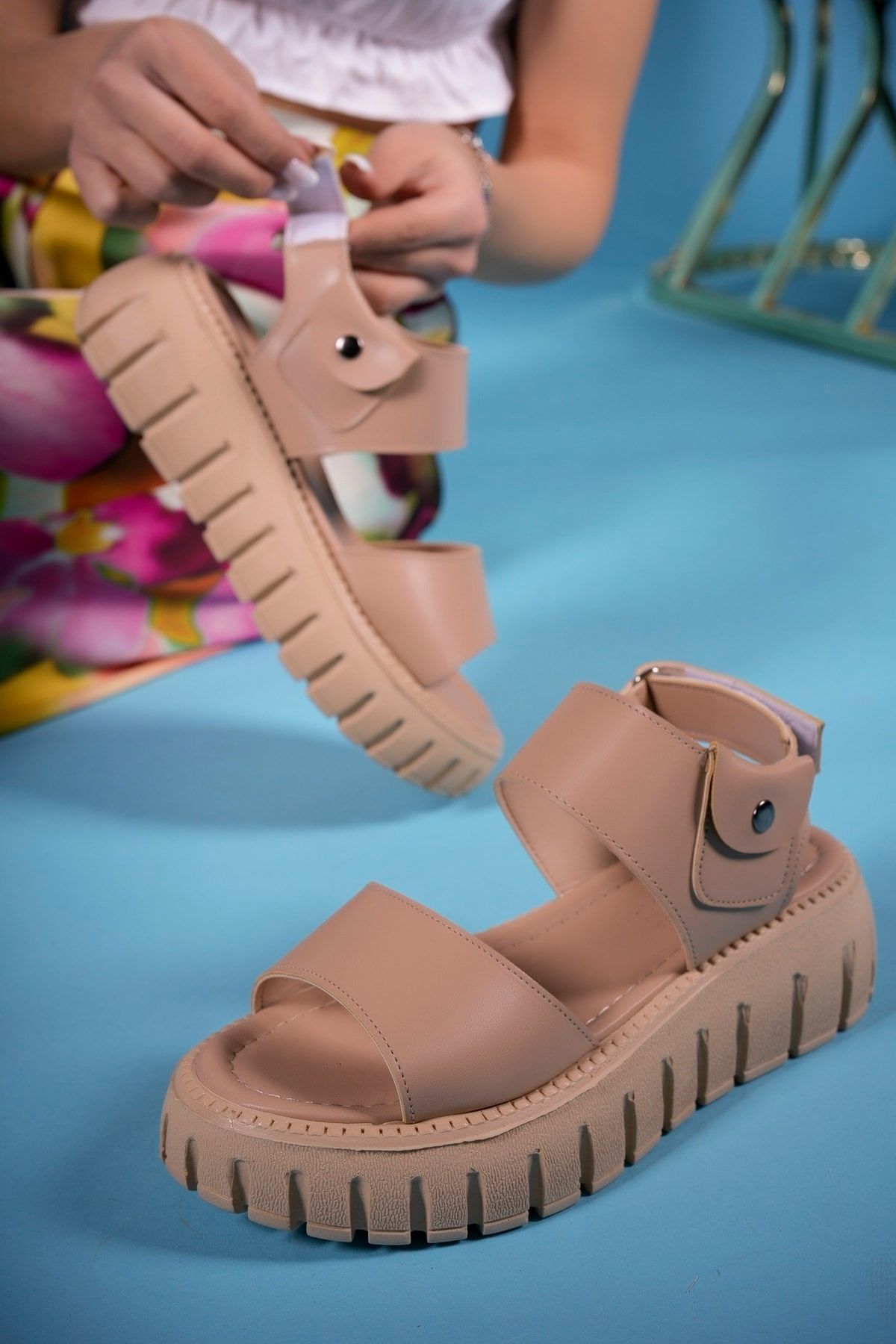 Riccon Kadın Sandalet 0012601 Nude VB6479
