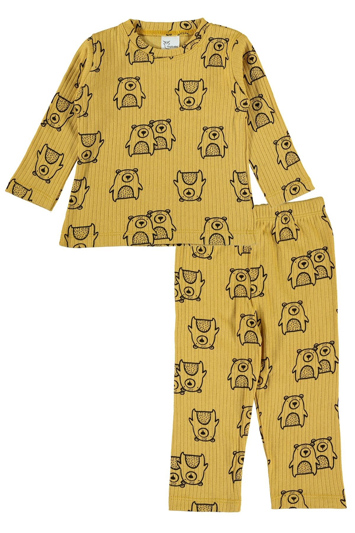 hepbaby Hardal %100 Pamuklu Fitilli Pijama Takımı Hb23110