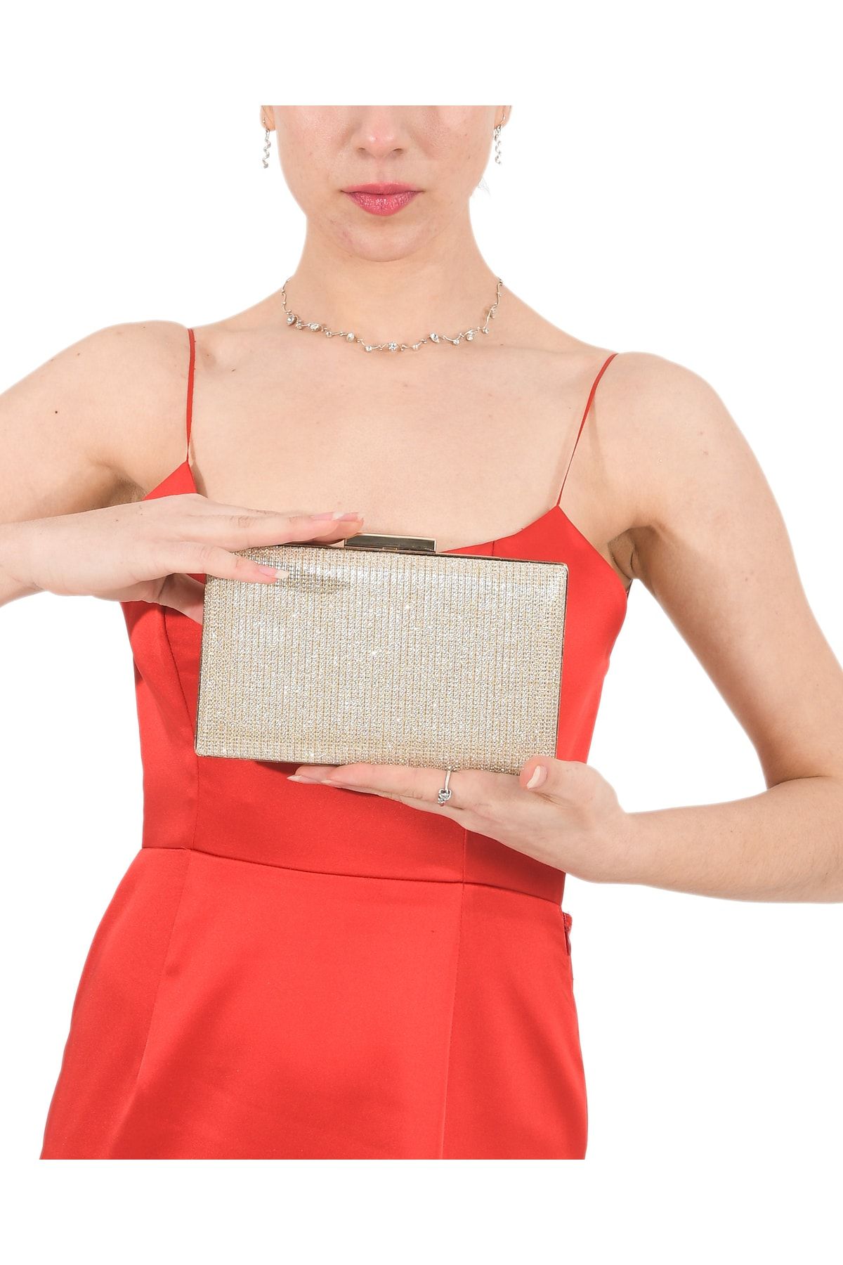 Biçanta Geanta De Rochie De Seara Cu Sclipici De Culoare Auriu Roz Geanta De Seara Geanta De Nunta De Logodna Femeie - One Size
