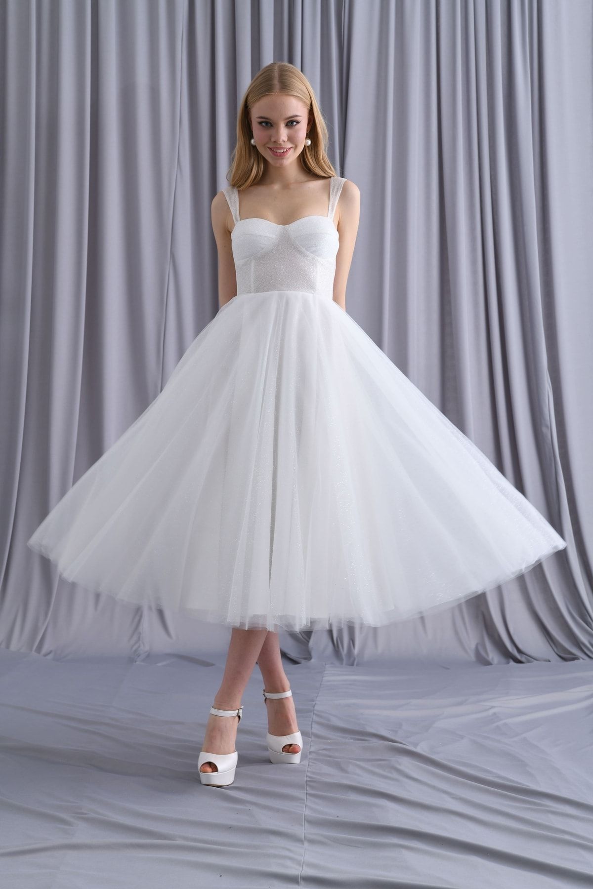 White midi sales prom dress