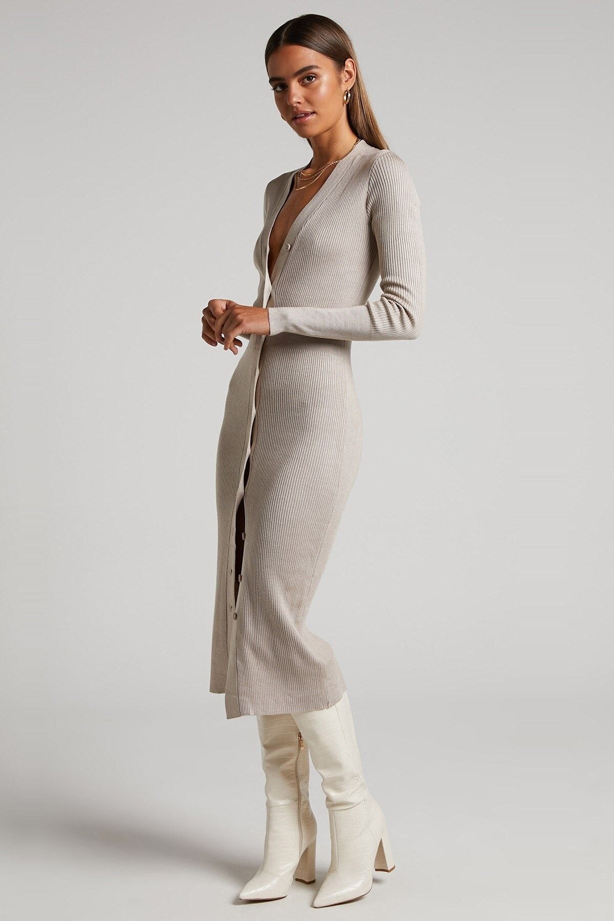 Madmext Kleid Grau Wickelschnitt