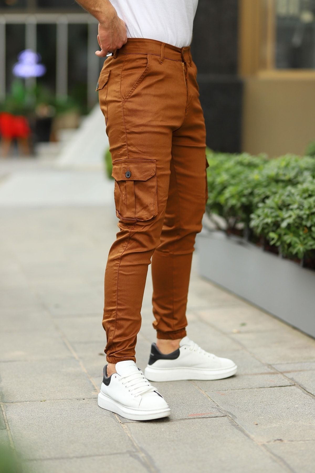 comstar Men s Waist Belted Belted Jogger Trousers with Elastic Legs