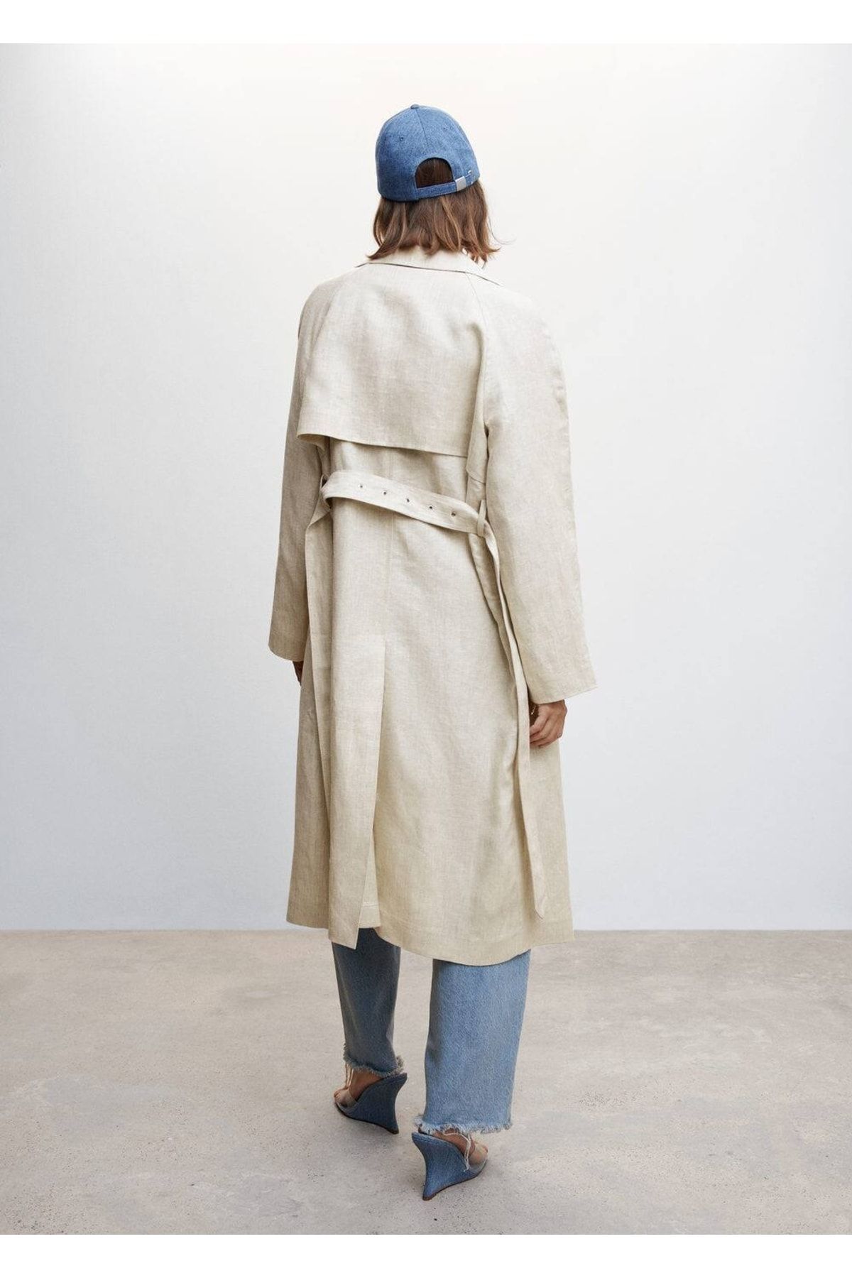 Mango linen trench top