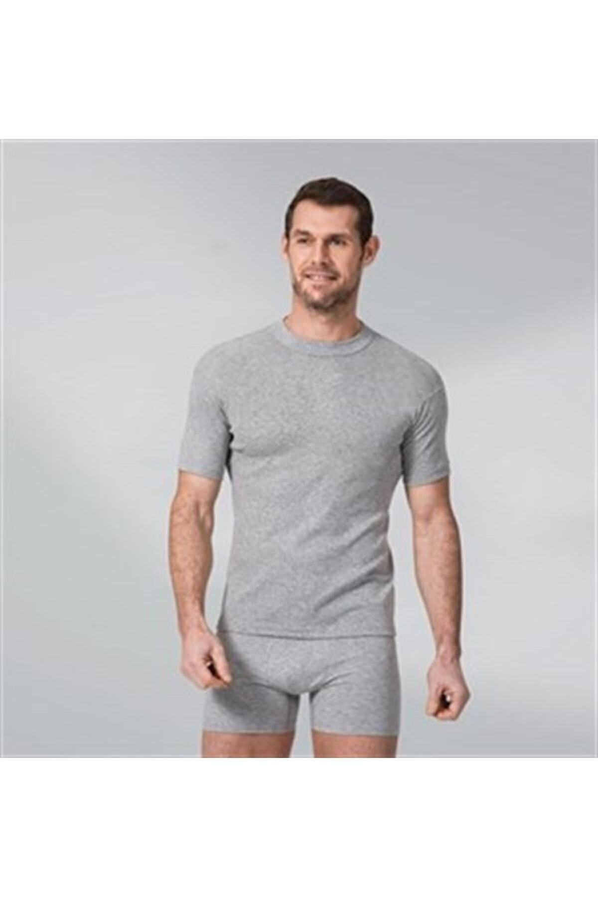 Namaldı-12 Pieces Men's Undershirt Athlete Zero Round Neck Short Sleeve Rib Fabric Gray 12 Pack 3