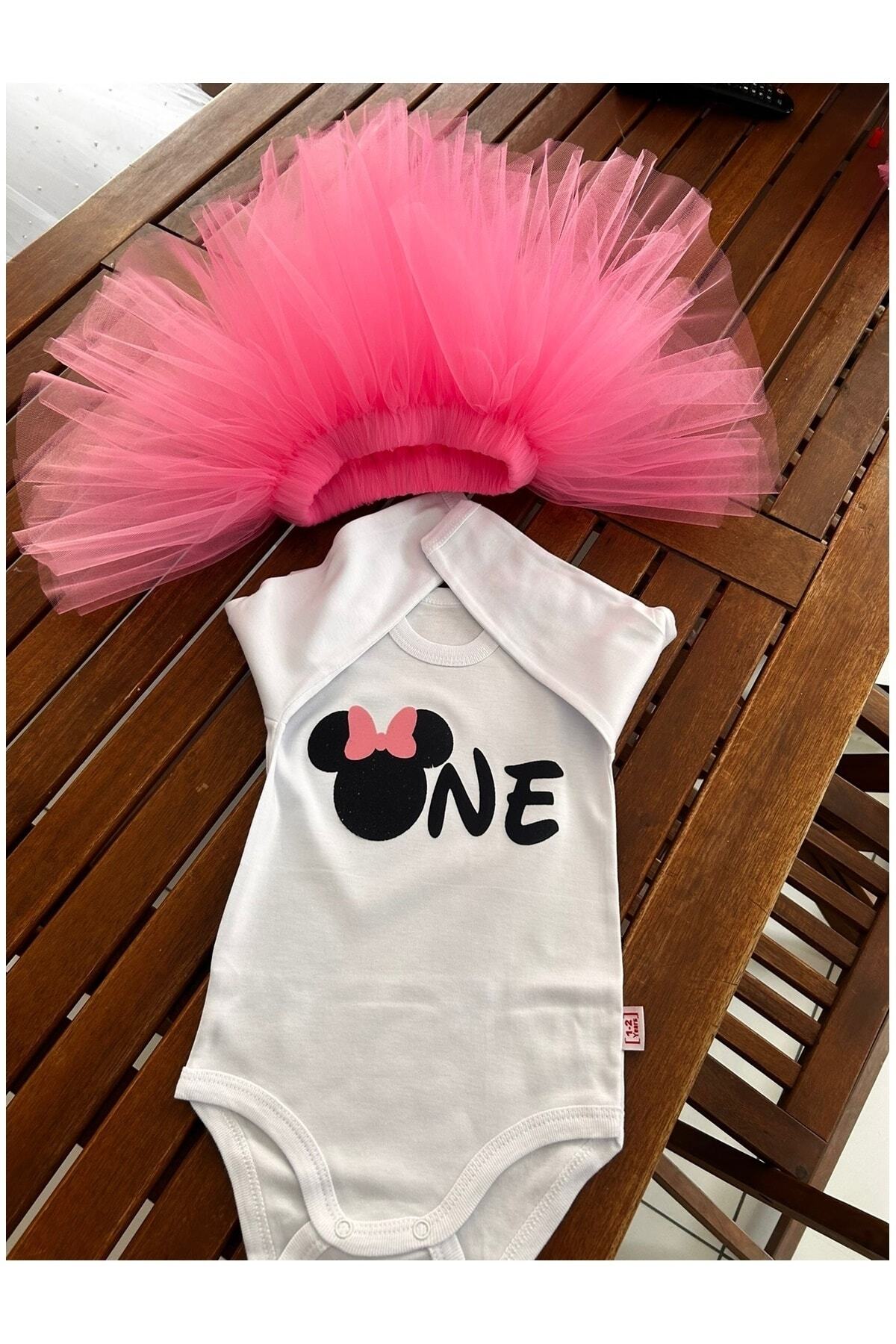 tullestore 1 Yaş Doğum Günü Kıyafeti, Şeker Pembe Minnie Mouse Doğum Günü Kostüm, Tütü Etek 1 Yaş fotoğrafı 5 (önizleme)