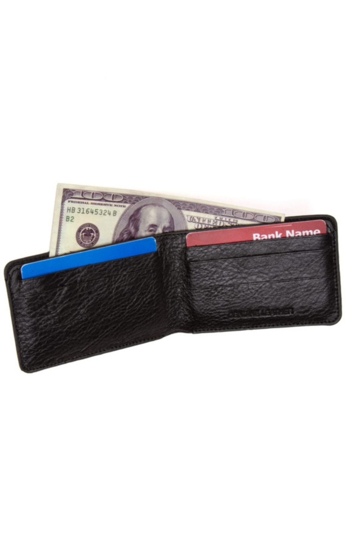 کیف پول مردانه چرمی گوشت گاو واقعی سیاه و سفید Newish Polo