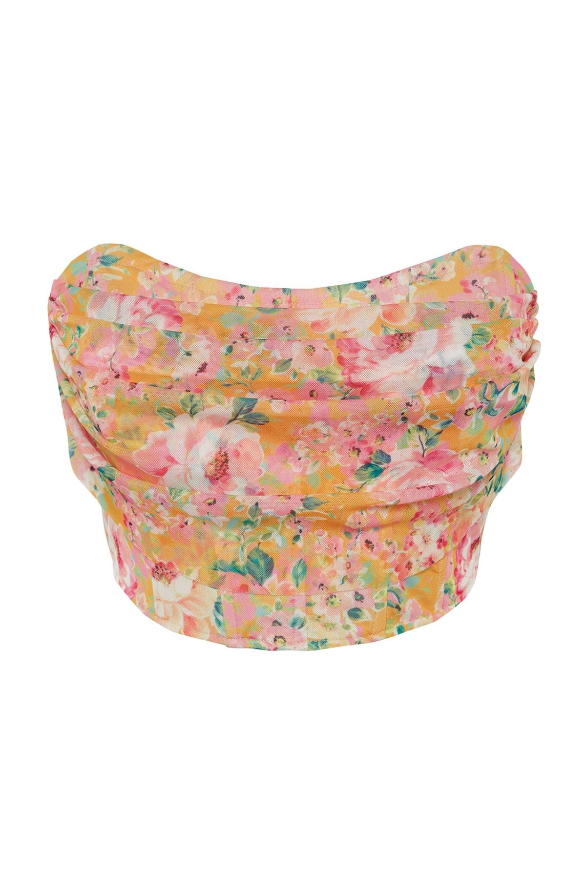 Trendyol Collection-Bustier aus Tüll mit farbenfrohem Blumendruck und Farbverlauf - TPRSS23BS00104 7