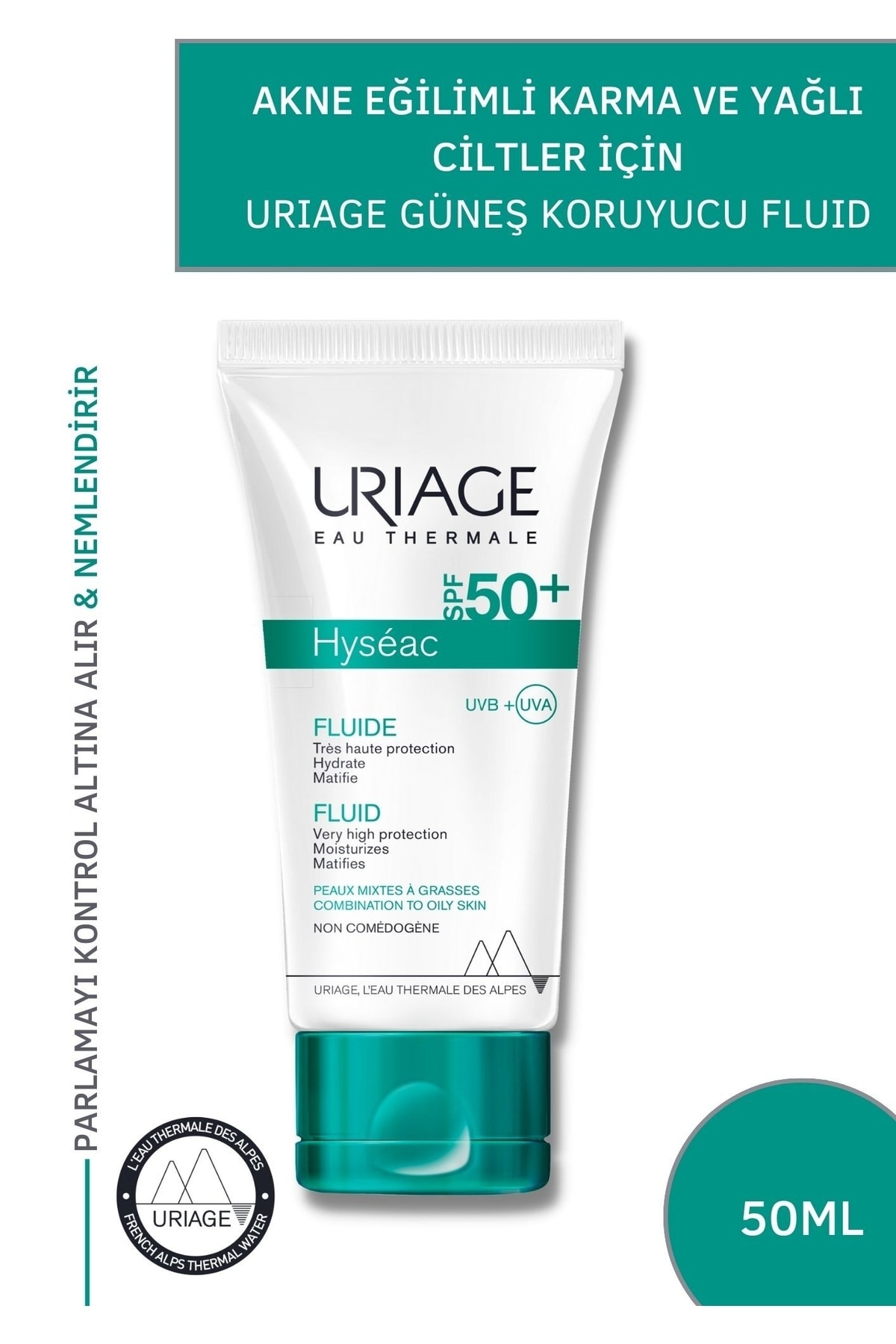 Uriage Hyseac Fluide Spf50+ 50 Ml Akne Eğilimli Karma Ve Yağlı Ciltlere Özel Güneş Koruyucu 50+