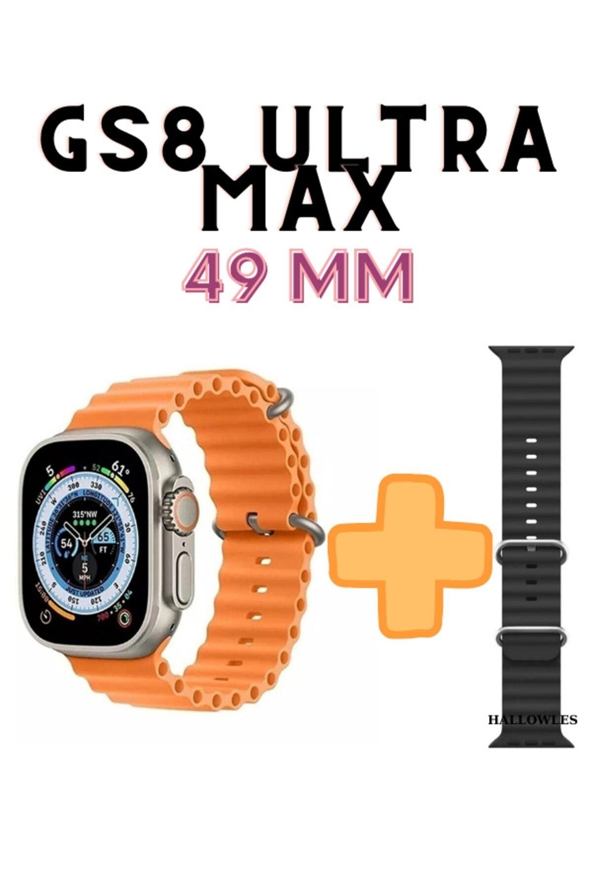 Reydem 49mm Kordon Kilitli Vidalı Gs Ultra 8 Max Watch 8 Ultra Uyumlu 2.08 Ekran Akıllı Saat