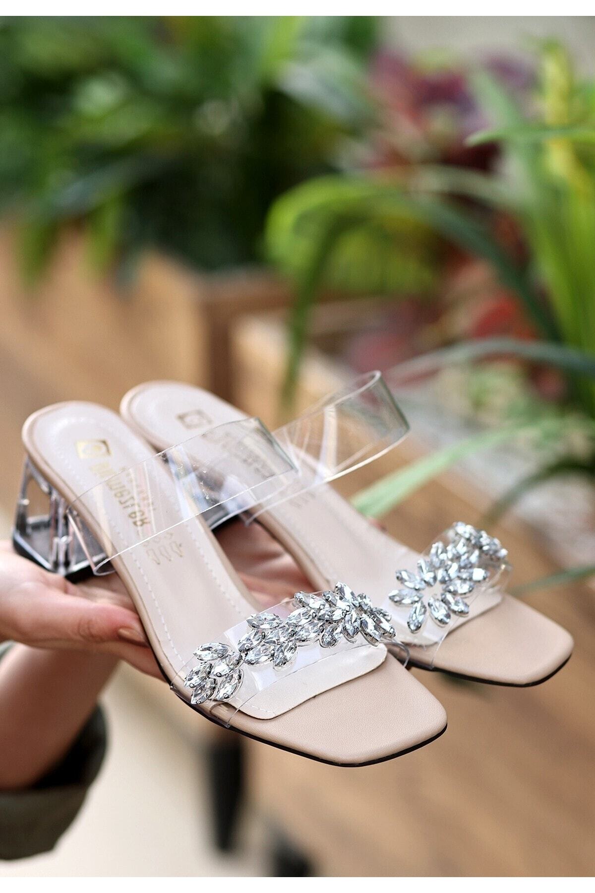 Taor Vizon Cilt Boncuklu Topuklu Terlik