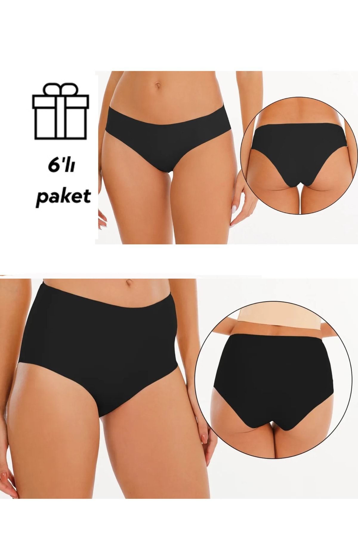 Yenicici Seamless Panties 2 Separate Models 6 Pieces Women's Seamless Laser  Cut Flexible Non-marking Panties Full Lycra - Trendyol
