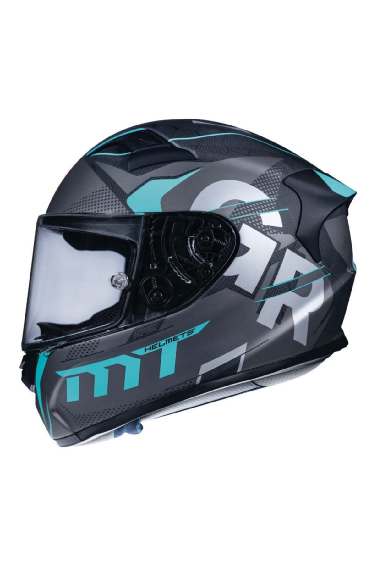 MT Kask Kre Carbon Gabri A8 Mat Gri Siyah Mavi Kapalı Motosiklet Kaskı