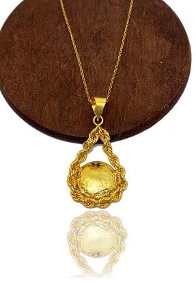 925 Ayar Gümüş Altın(gold) Osmanlı Tuğrası Model Elişi Kadın Kolye MATG21992-609