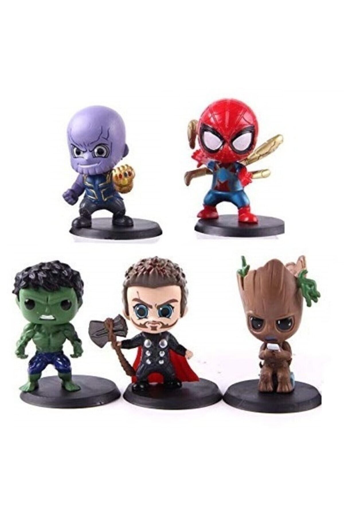 AVENGERS Yenilmezler 5 Li Oyuncak Mini Figür Set Hulk Spiderman Thanos