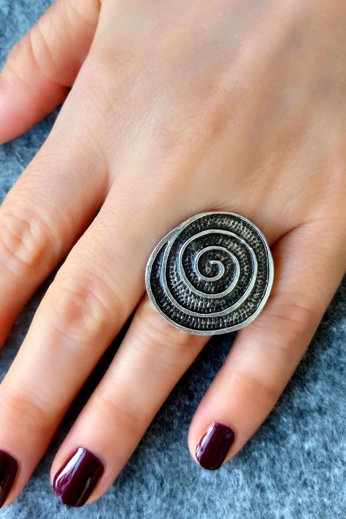 Silver spiral hot sale ring