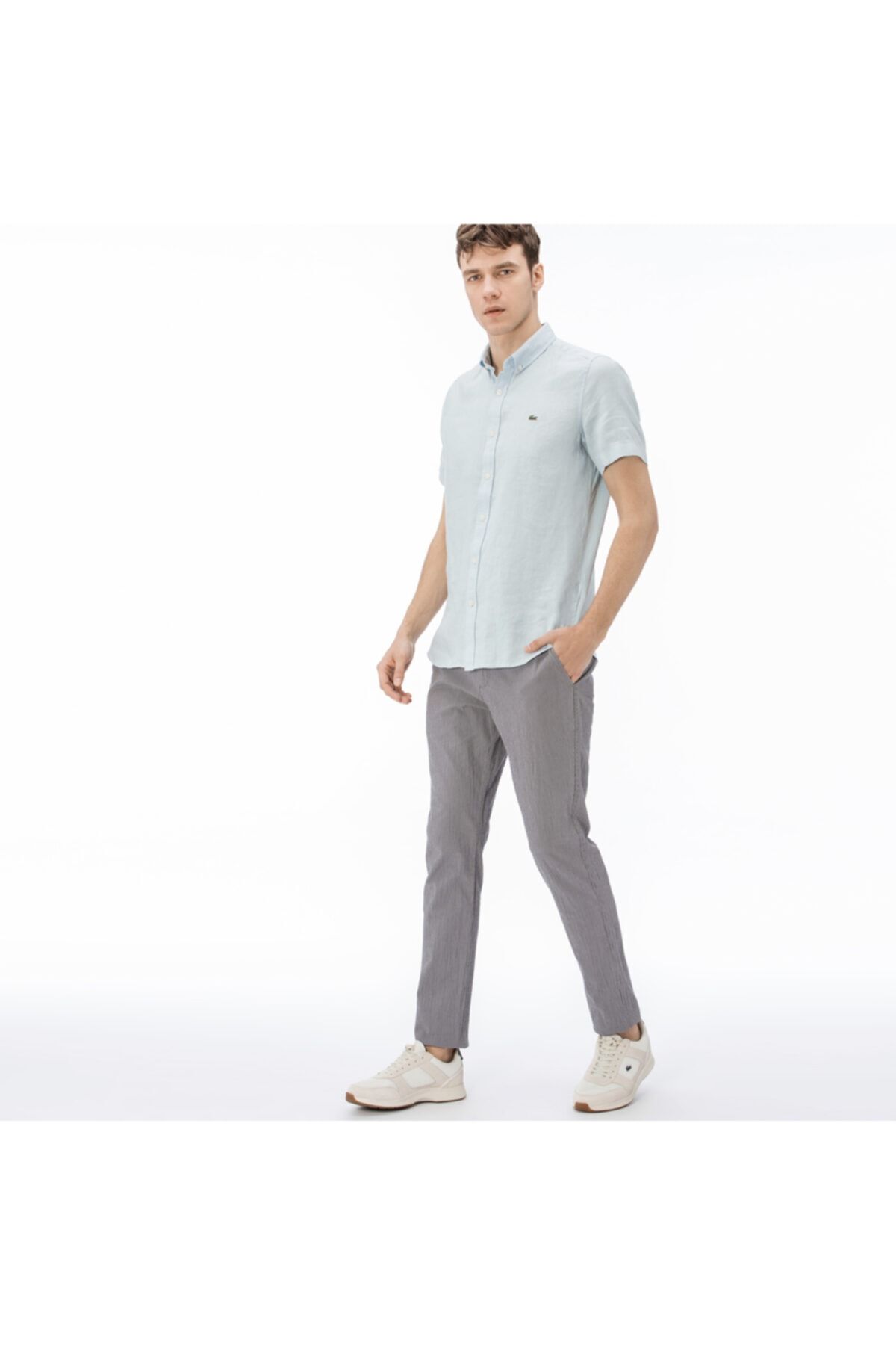 شلوار خاکستری مردانه شلوارهای تیره با الگوی باریک HH0901 Lacoste
