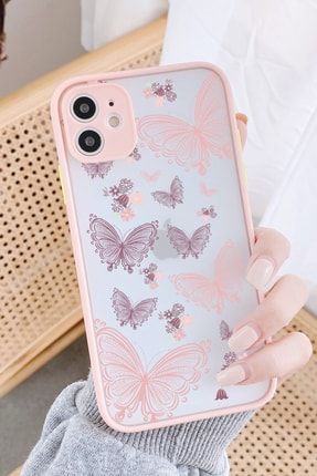 iPhone 11 Uyumlu Pembe Hux Butterfly Kelebek Tasarımlı Telefon Kılıfı iphone11hux