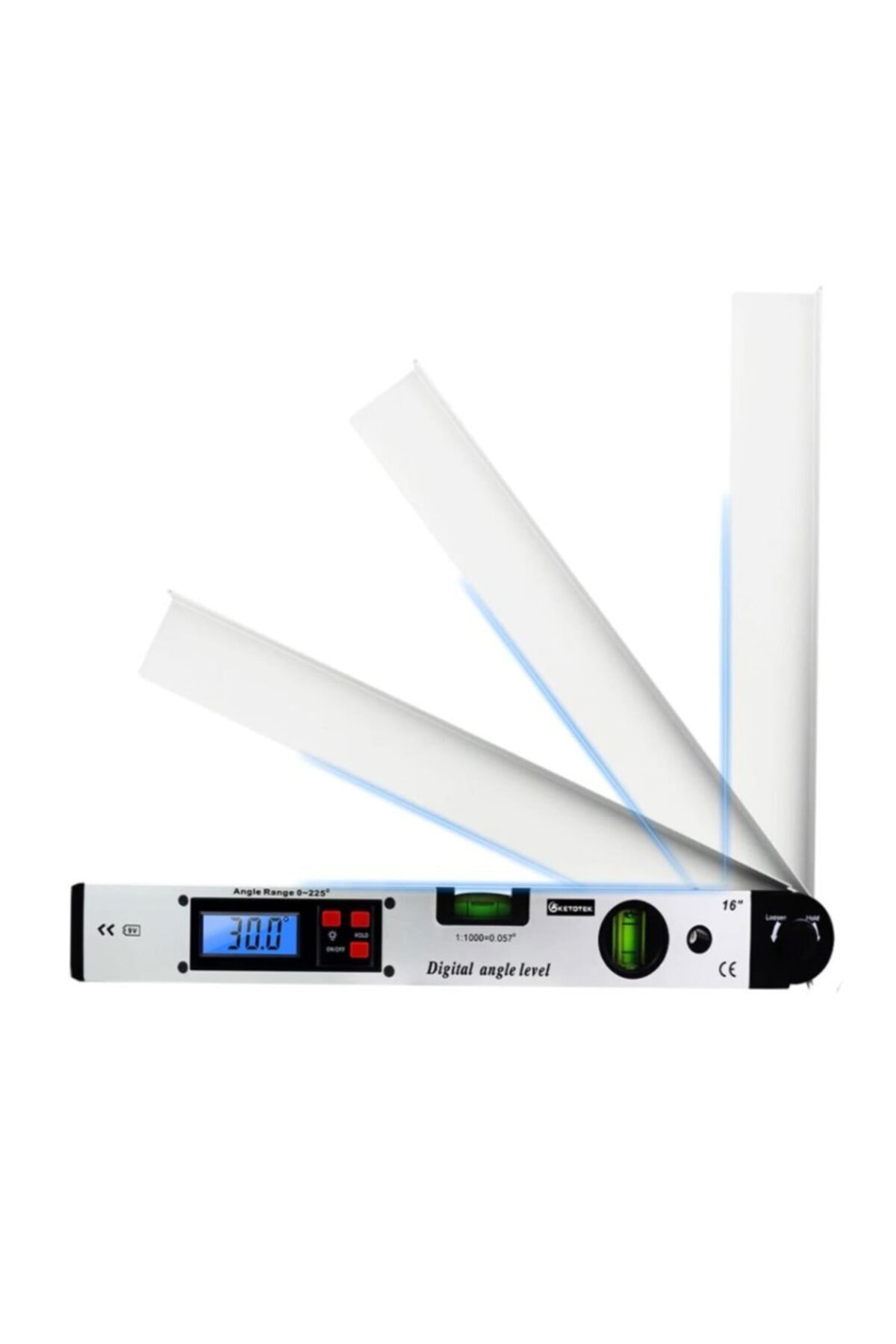 BTS 12471 Dijital Açı Ölçerli Su Terazisi 2 Sulu Marangoz Gönye 16"/40 Cm