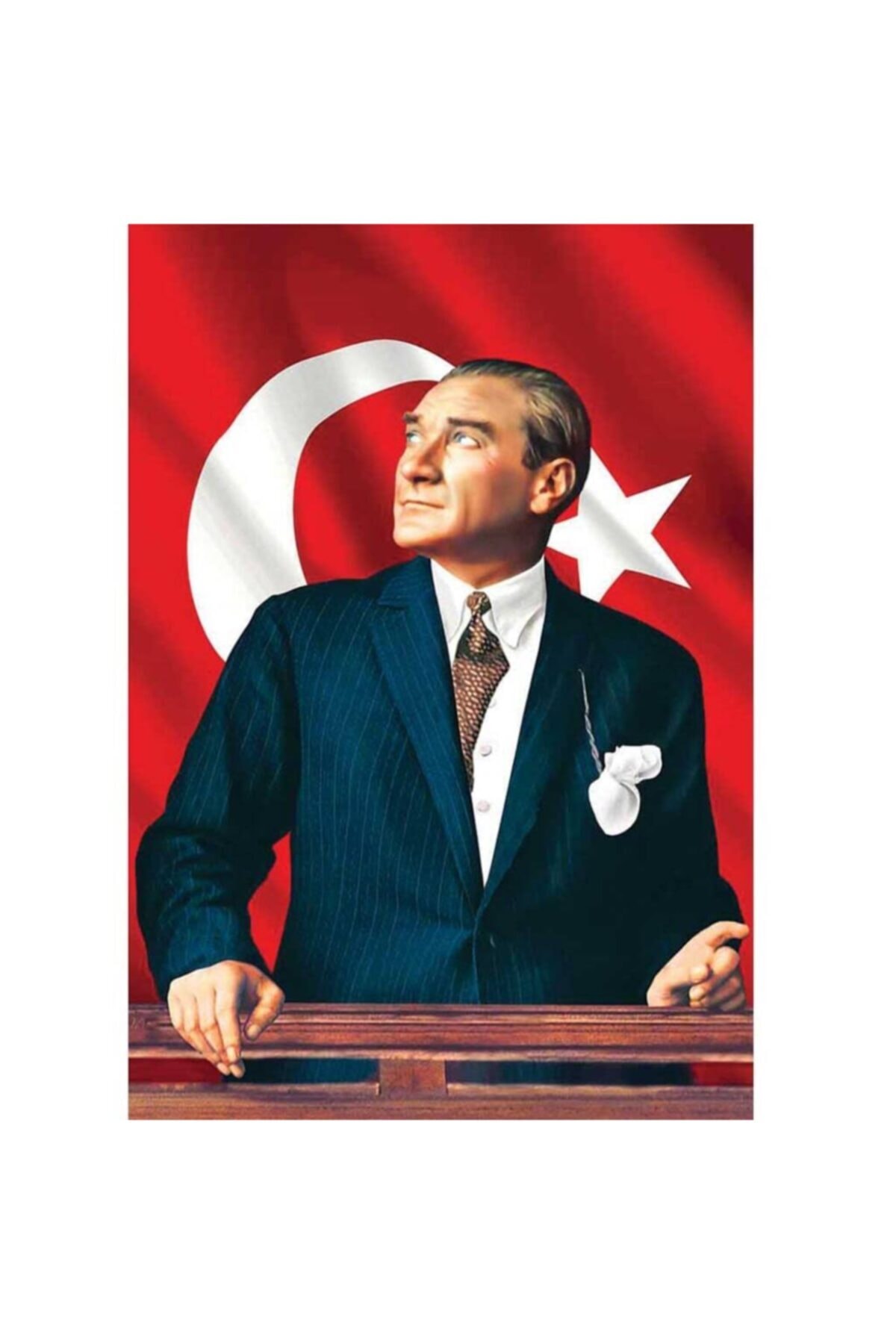 ÇELİKONLİNE Atatürk Resmi Poster Bayrağı Raşel Kumaş (100x150 cm)