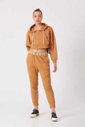 Kadın Kahverengi Pantolon Sweatshirt Takım Camel M33435-114
