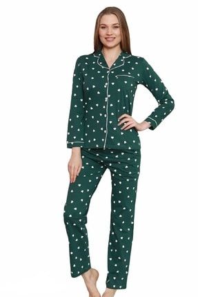 Kalpli Puantiyeli Çeyizlik Pijama Takımı DFNALİ